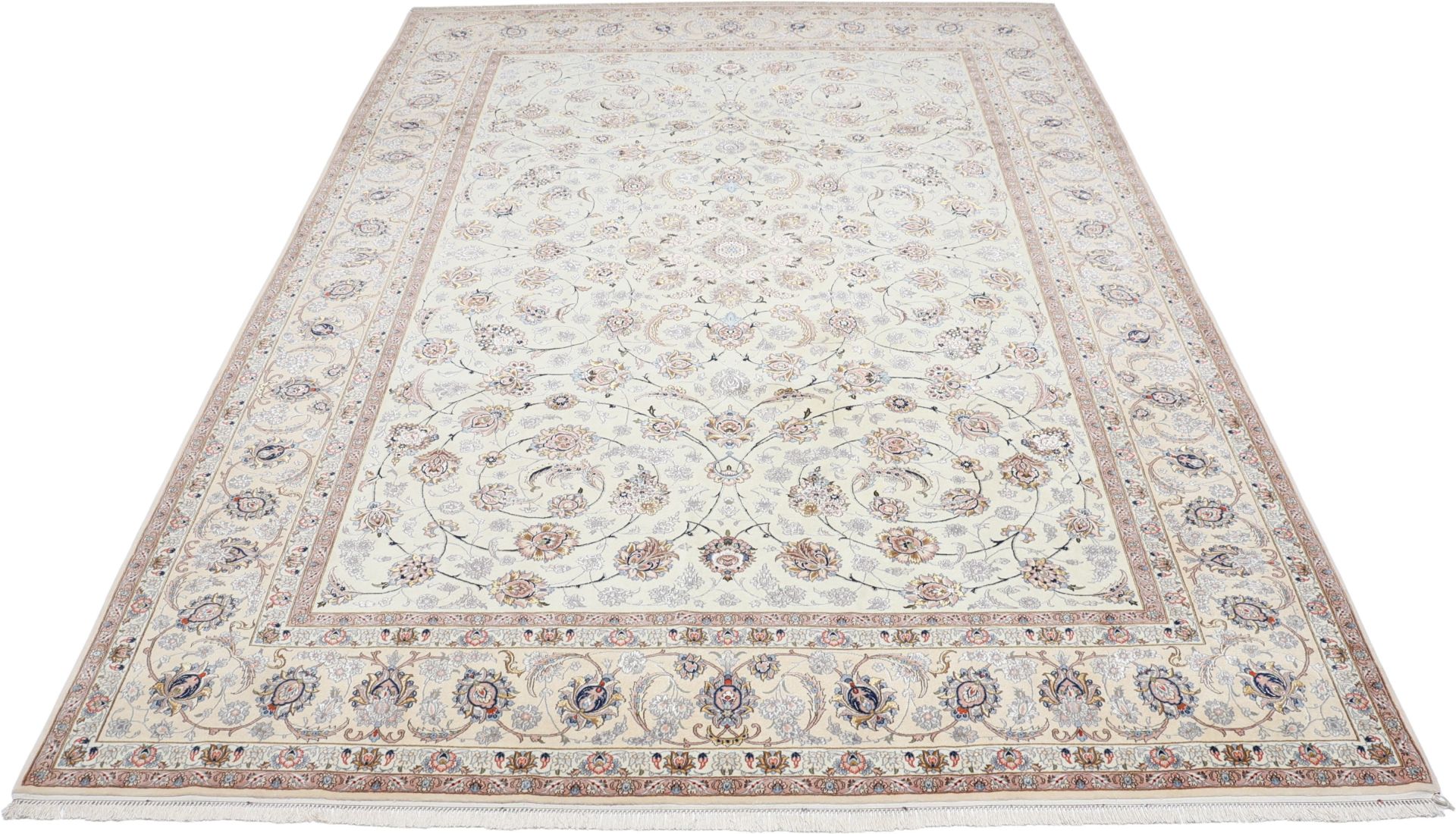 Isfahan Perserteppich 252 × 357 cm aus Wolle & Seide, handgeknüpft