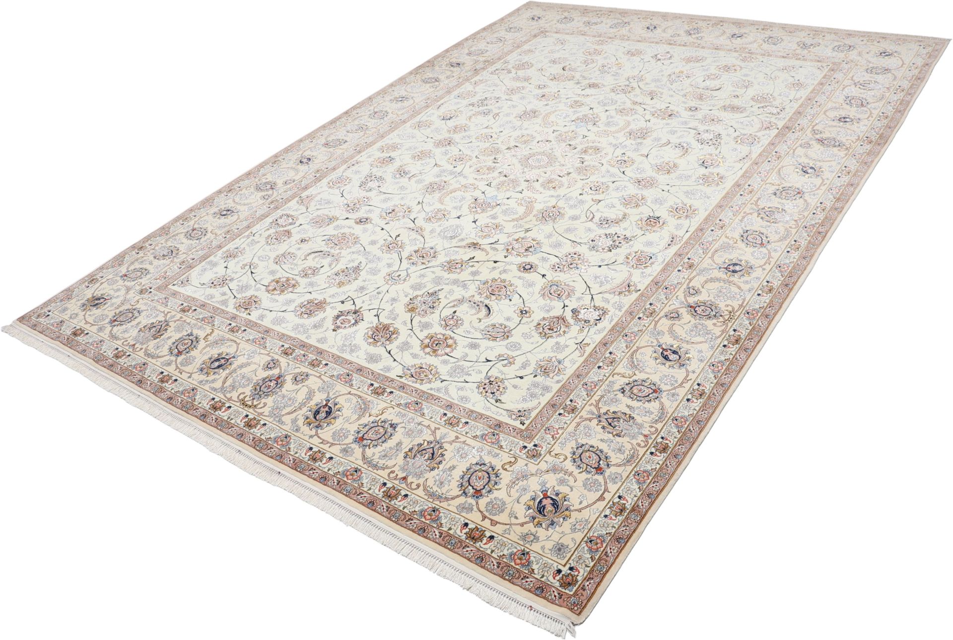 Isfahan Perserteppich 252 × 357 cm aus Wolle & Seide, handgeknüpft