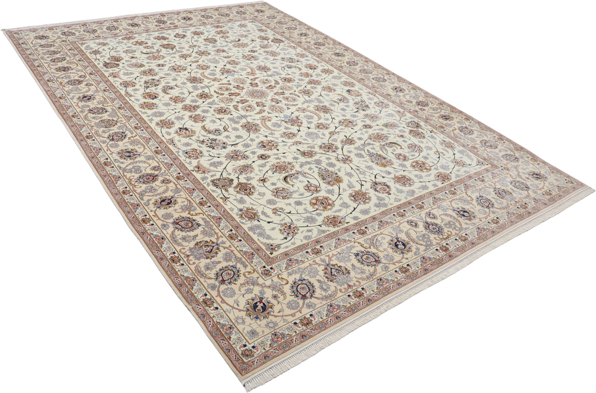 Isfahan Perserteppich 252 × 357 cm aus Wolle & Seide, handgeknüpft