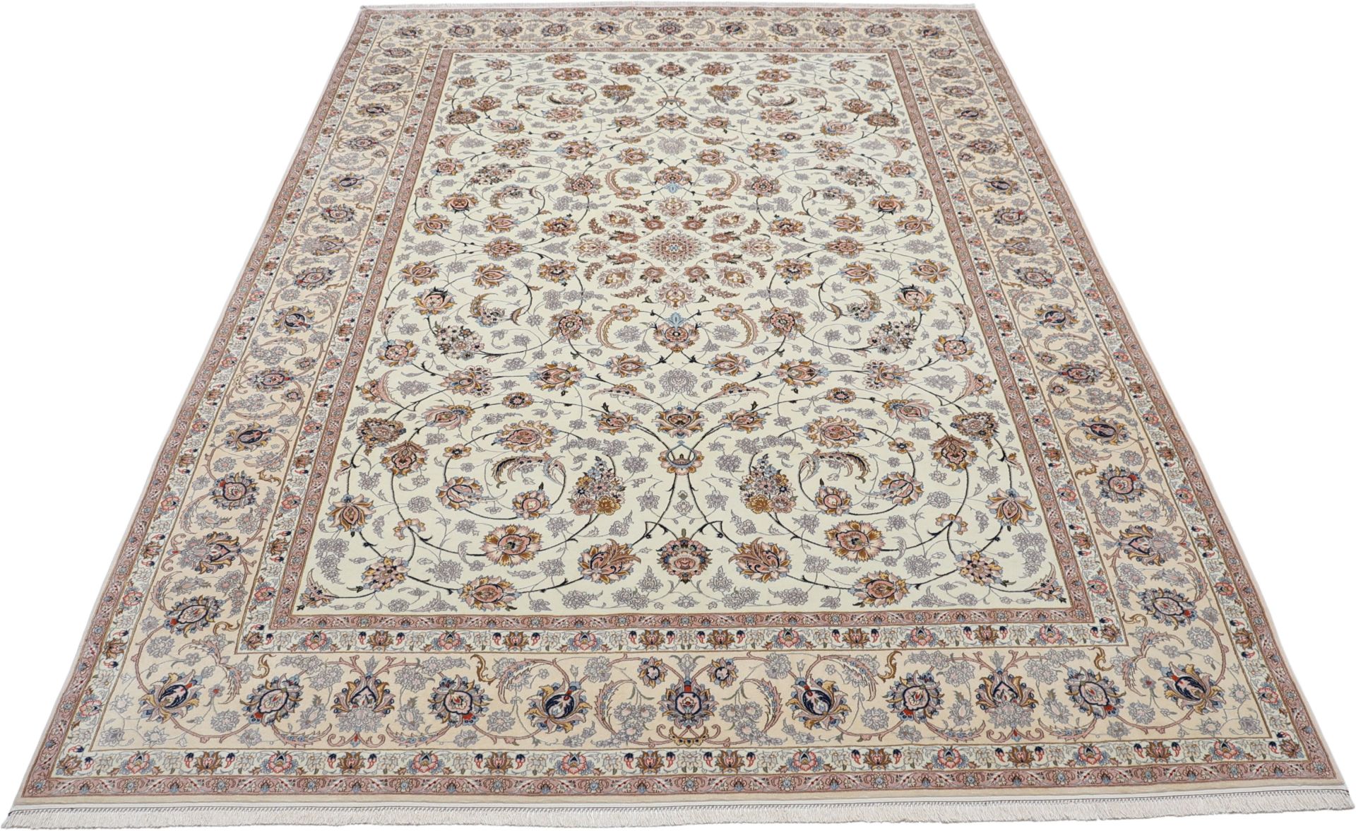 Isfahan Perserteppich 252 × 357 cm aus Wolle & Seide, handgeknüpft