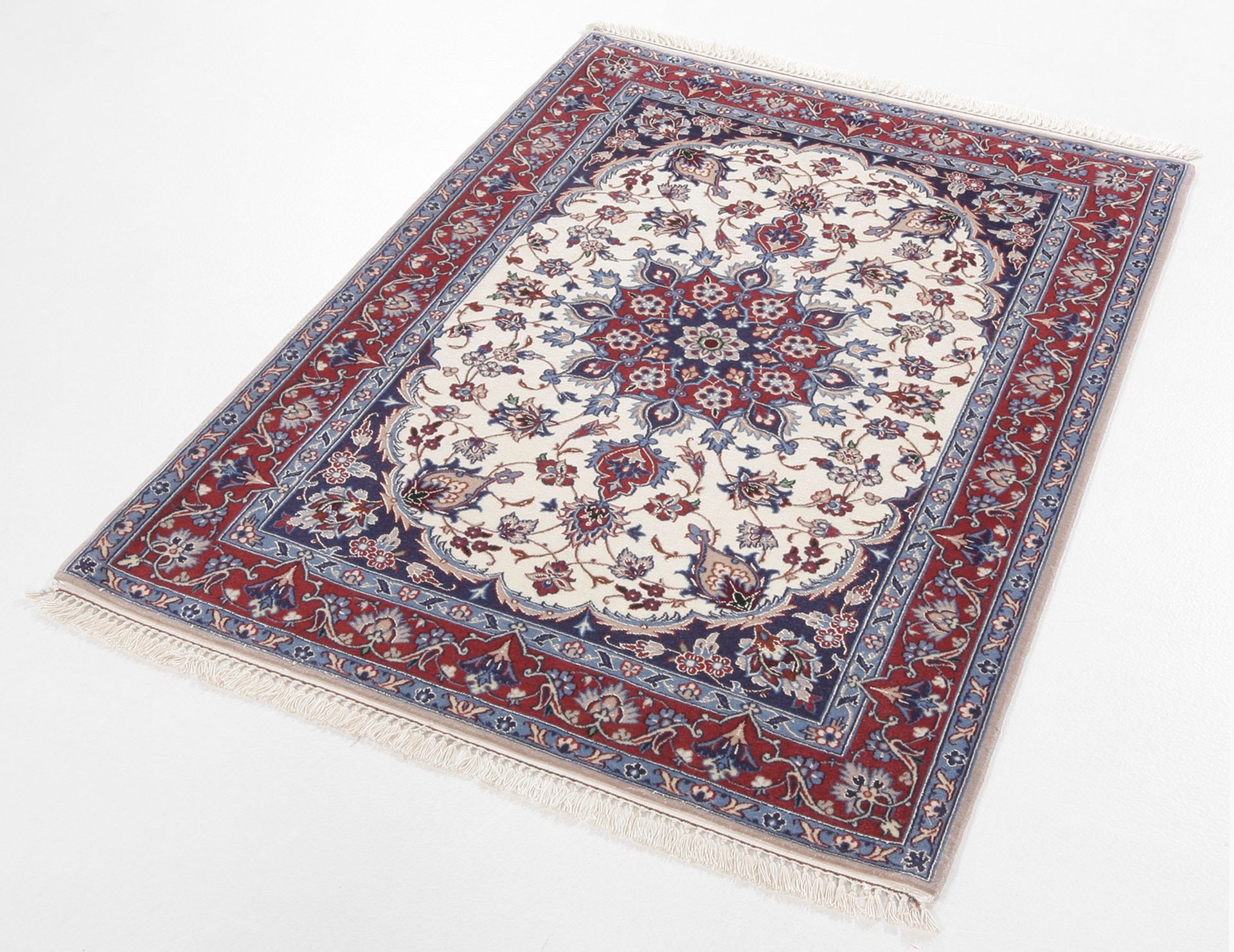 Isfahan Perserteppich 83 × 118 cm aus Wolle & Seide, handgeknüpft