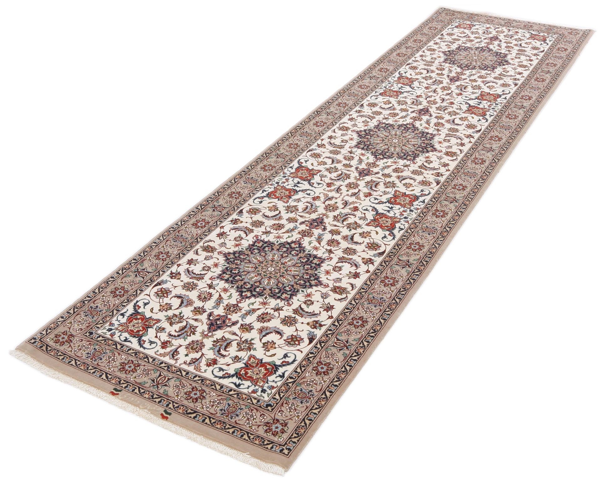 Isfahan Perserteppich 76 × 297 cm aus Wolle & Seide, handgeknüpft