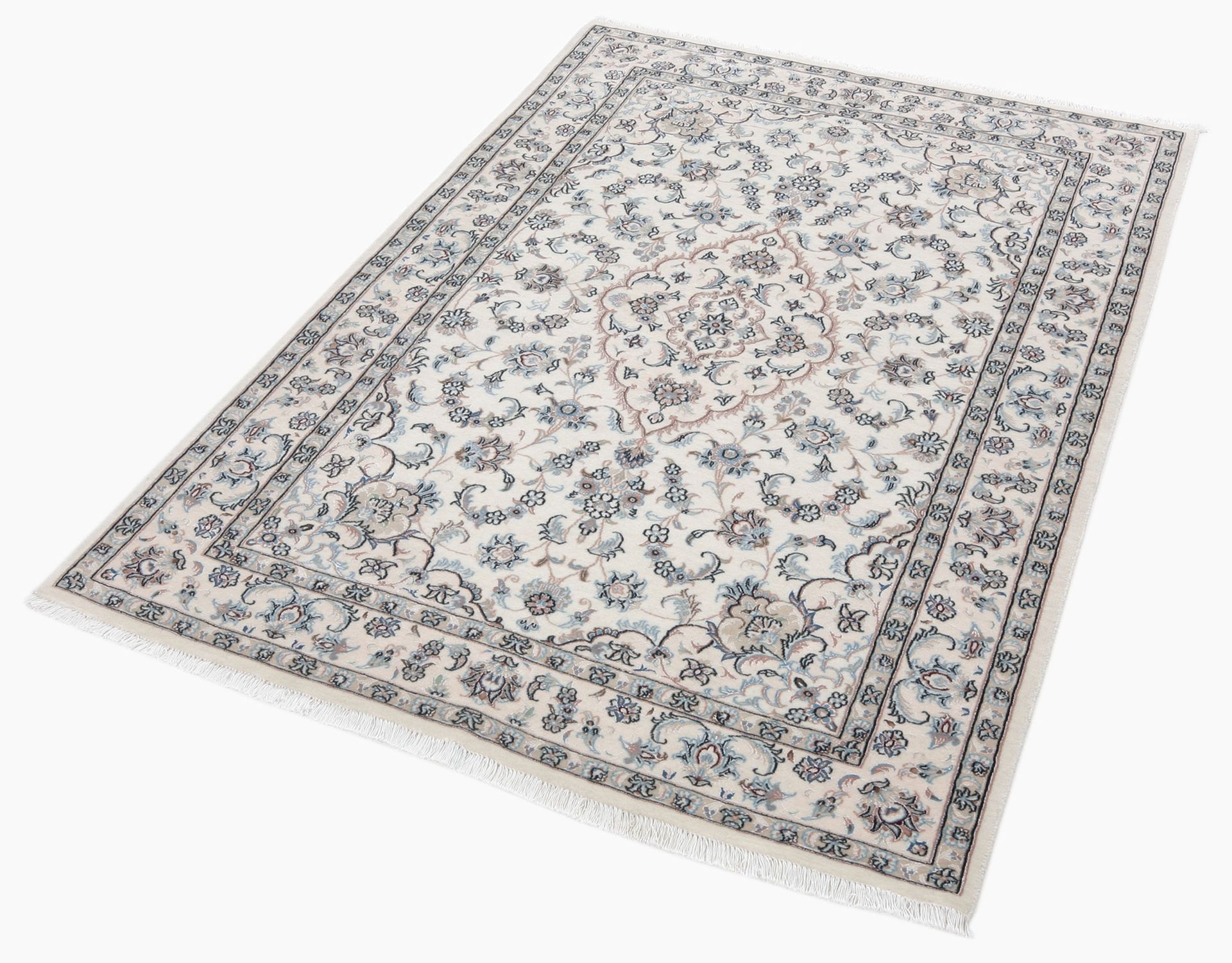 Handgeknüpfter Nain Perserteppich, 108 × 155 cm, Wolle & Seide
