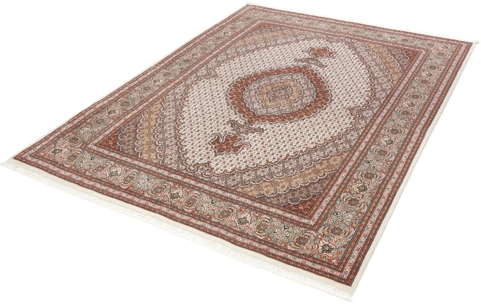 Handgeknüpfter Täbriz Perserteppich, 152 × 210 cm, Wolle & Seide