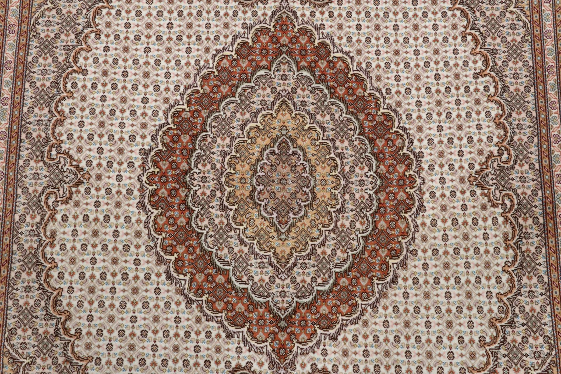 Handgeknüpfter Täbriz Perserteppich, 152 × 210 cm, Wolle & Seide