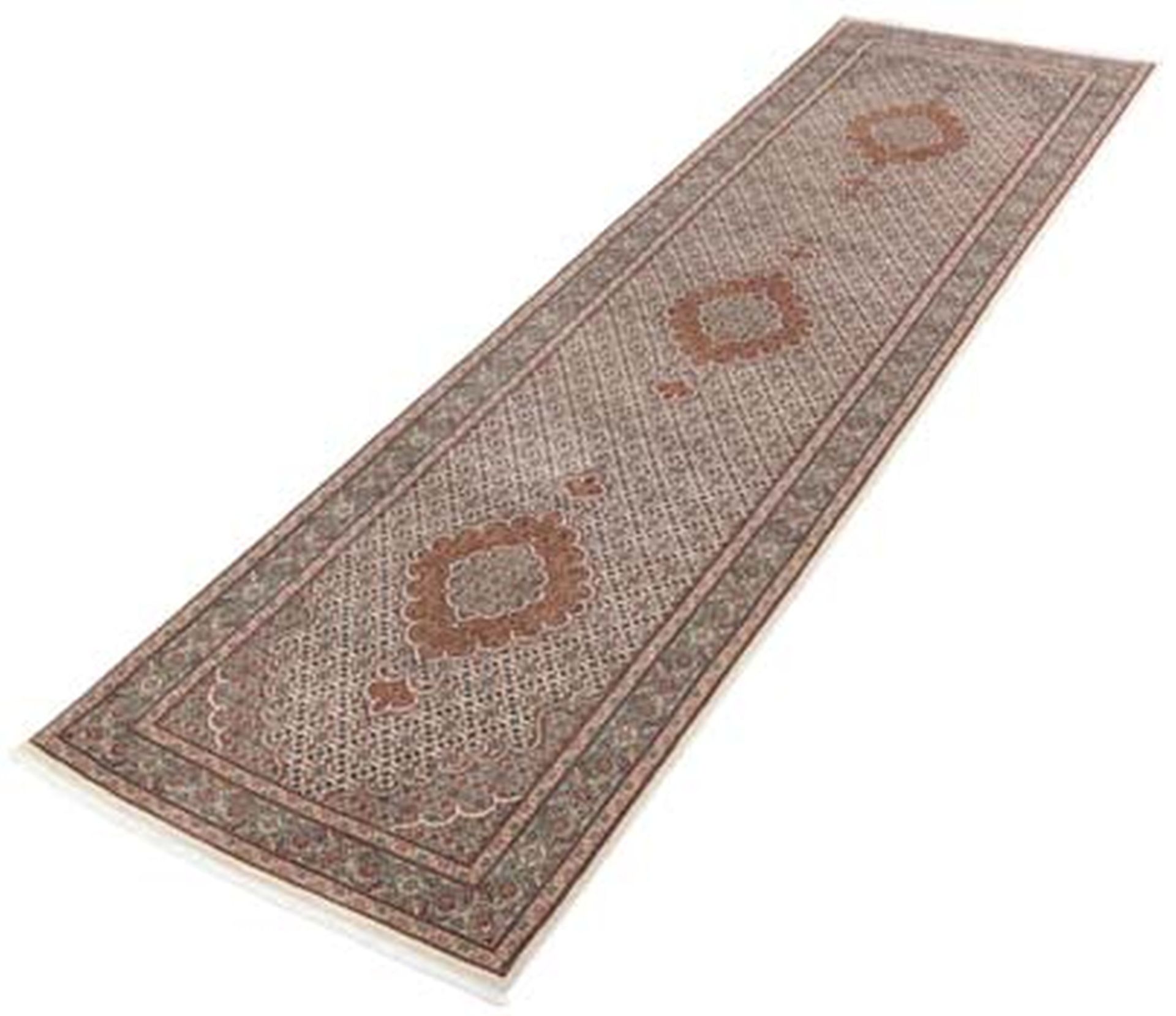 Handgeknüpfter Täbriz Perserteppich, 83 × 320 cm, Wolle & Seide