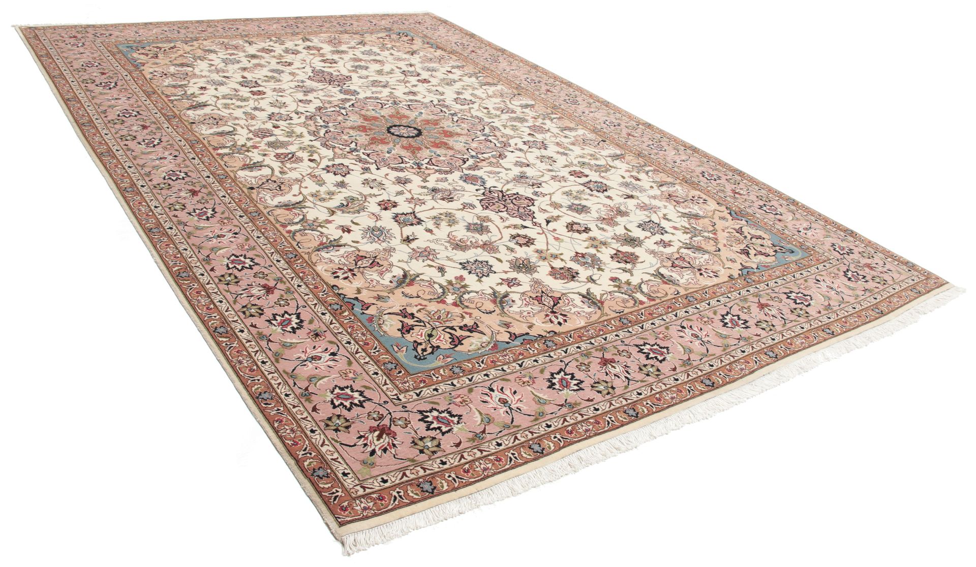 Handgeknüpfter Täbriz Perserteppich, 205 × 300 cm, Wolle & Seide