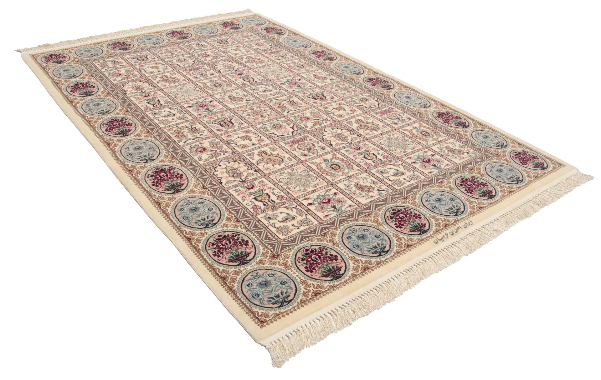 Isfahan Perserteppich 133 × 194 cm aus Wolle & Seide, handgeknüpft