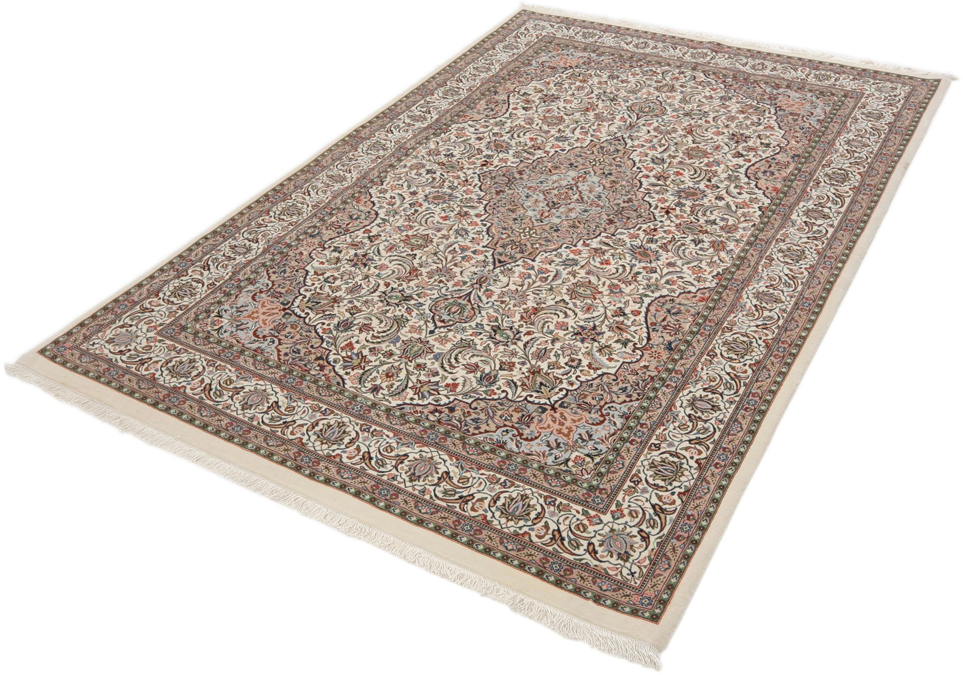 Isfahan Perserteppich 135 × 218 cm aus Wolle & Seide, handgeknüpft