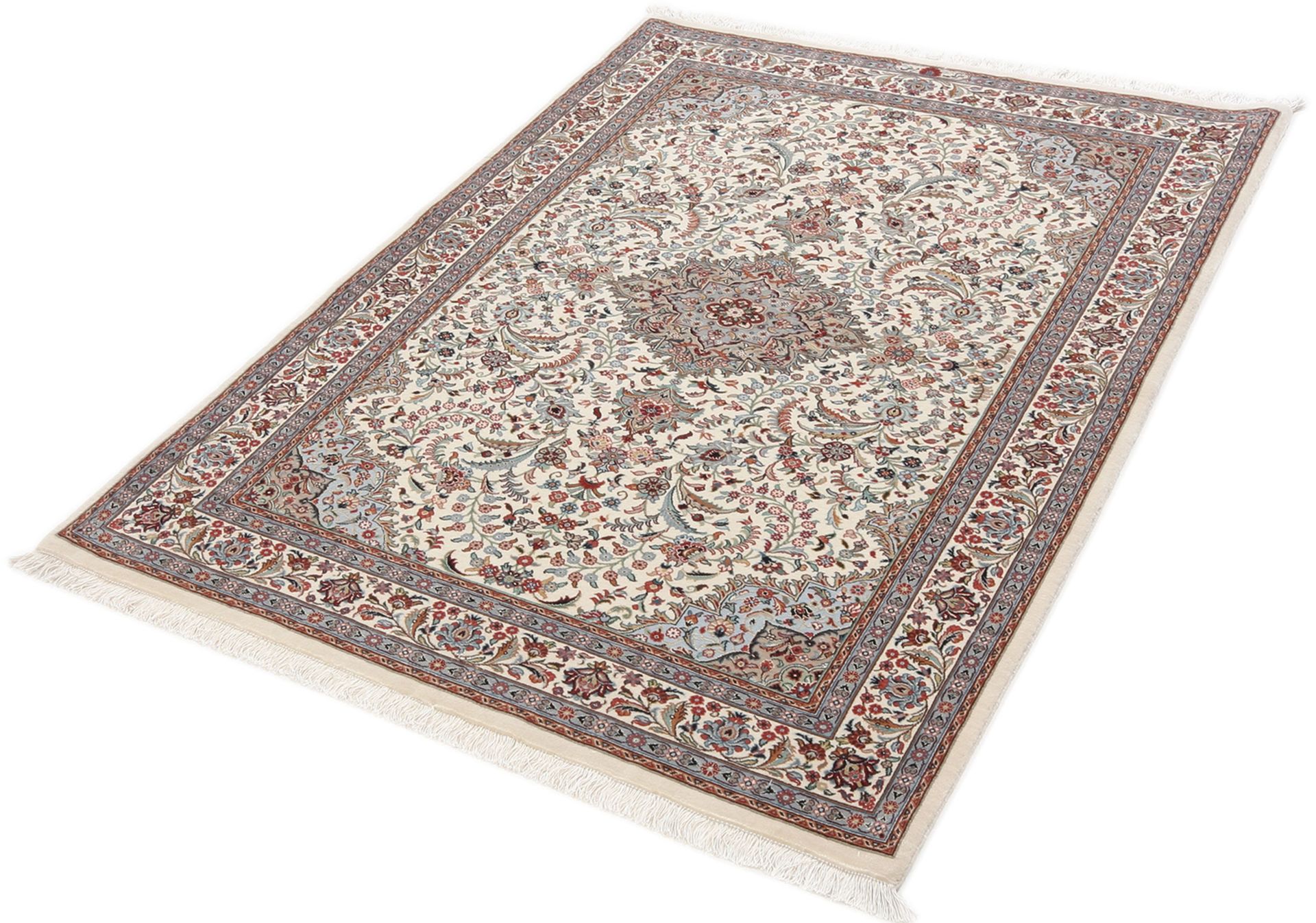 Isfahan Perserteppich 112 × 165 cm aus Wolle & Seide, handgeknüpft