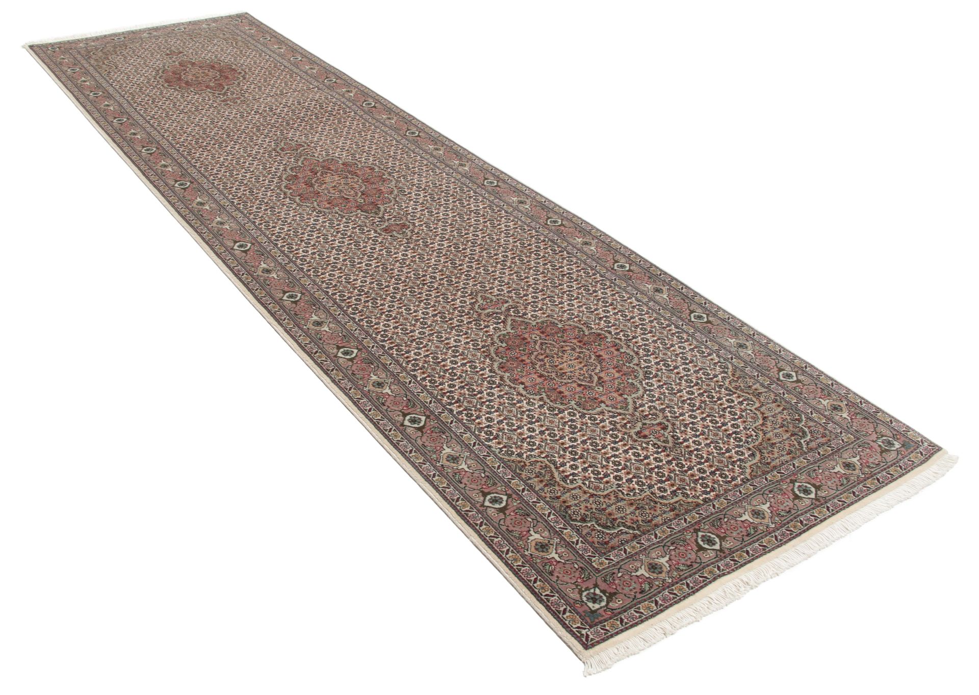 Täbriz Perserteppich 80 × 297 cm aus Wolle & Seide, handgeknüpft