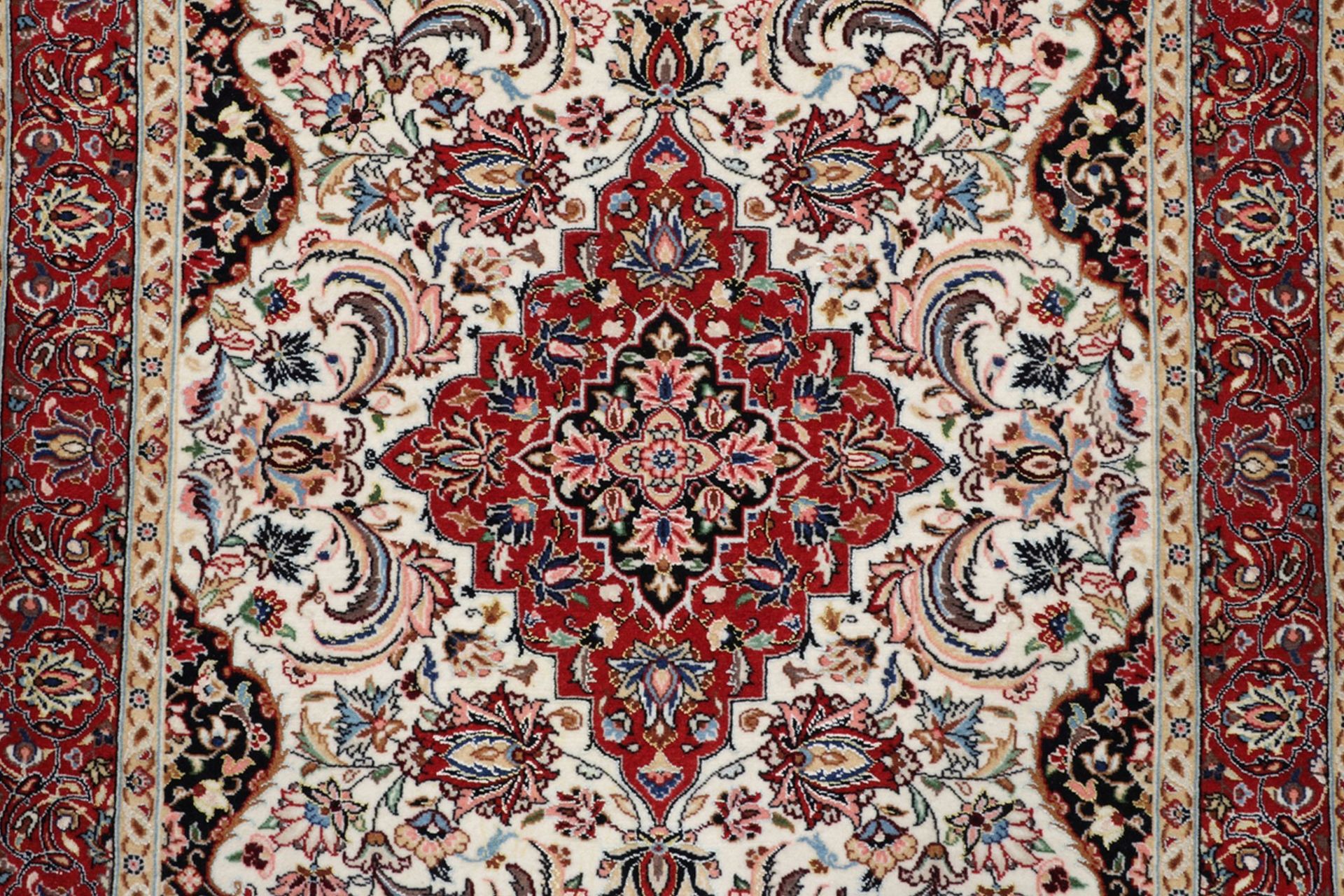 Handgeknüpfter Isfahan Perserteppich, 87 × 135 cm, Wolle & Seide