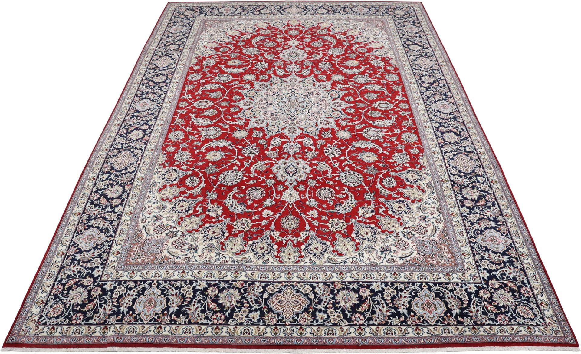 Handgeknüpfter Isfahan Perserteppich, 260 × 372 cm, Wolle & Seide