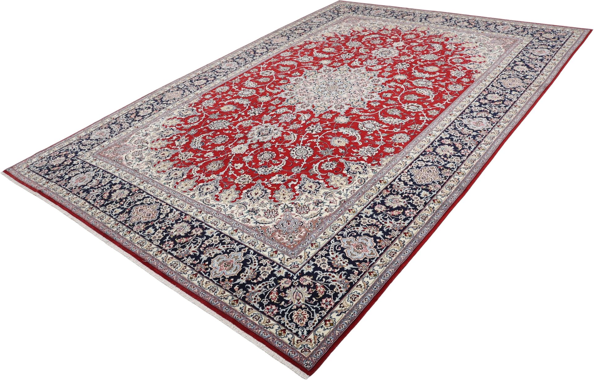 Handgeknüpfter Isfahan Perserteppich, 260 × 372 cm, Wolle & Seide