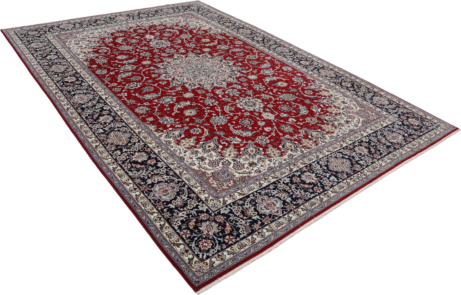 Handgeknüpfter Isfahan Perserteppich, 260 × 372 cm, Wolle & Seide