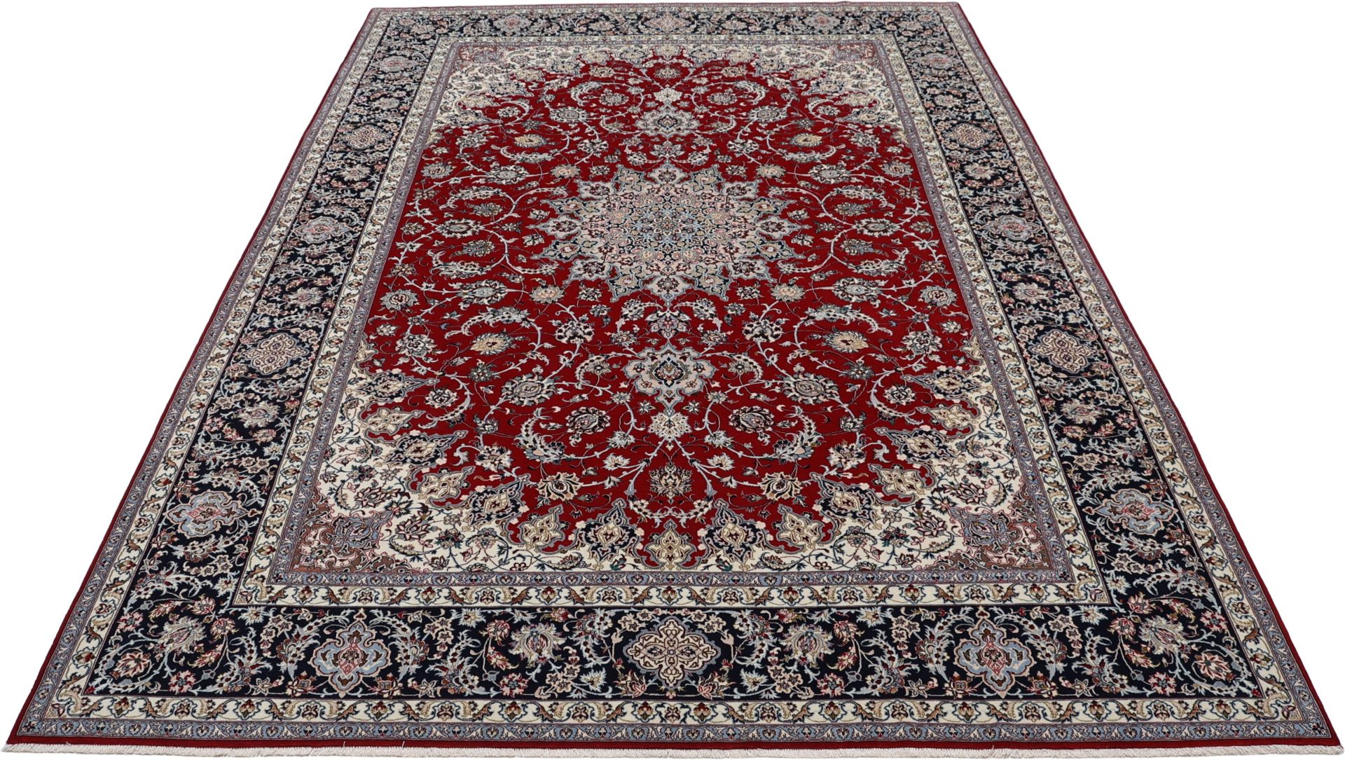 Handgeknüpfter Isfahan Perserteppich, 260 × 372 cm, Wolle & Seide
