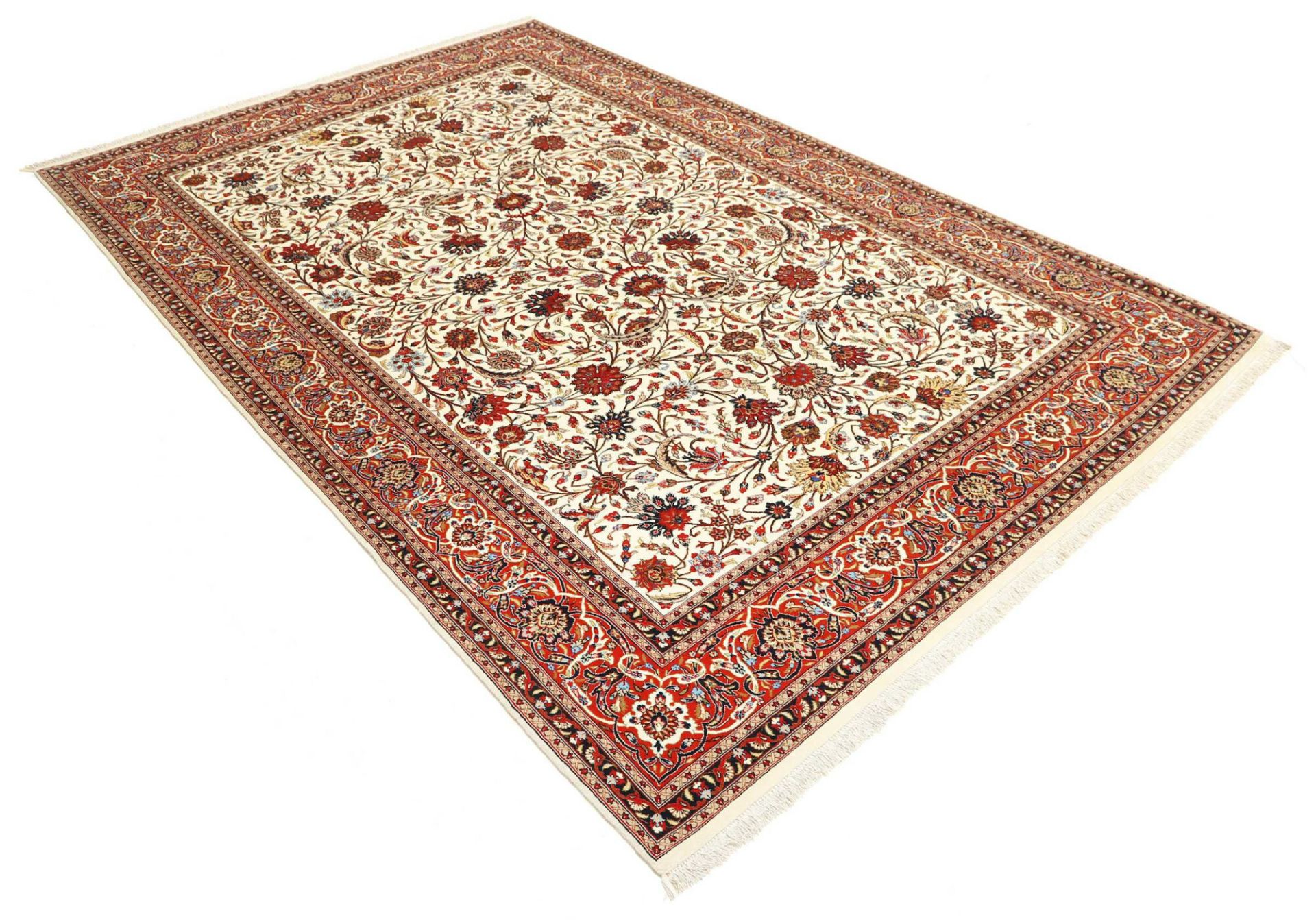 Handgeknüpfter Isfahan Perserteppich, 197 × 304 cm, Wolle & Seide