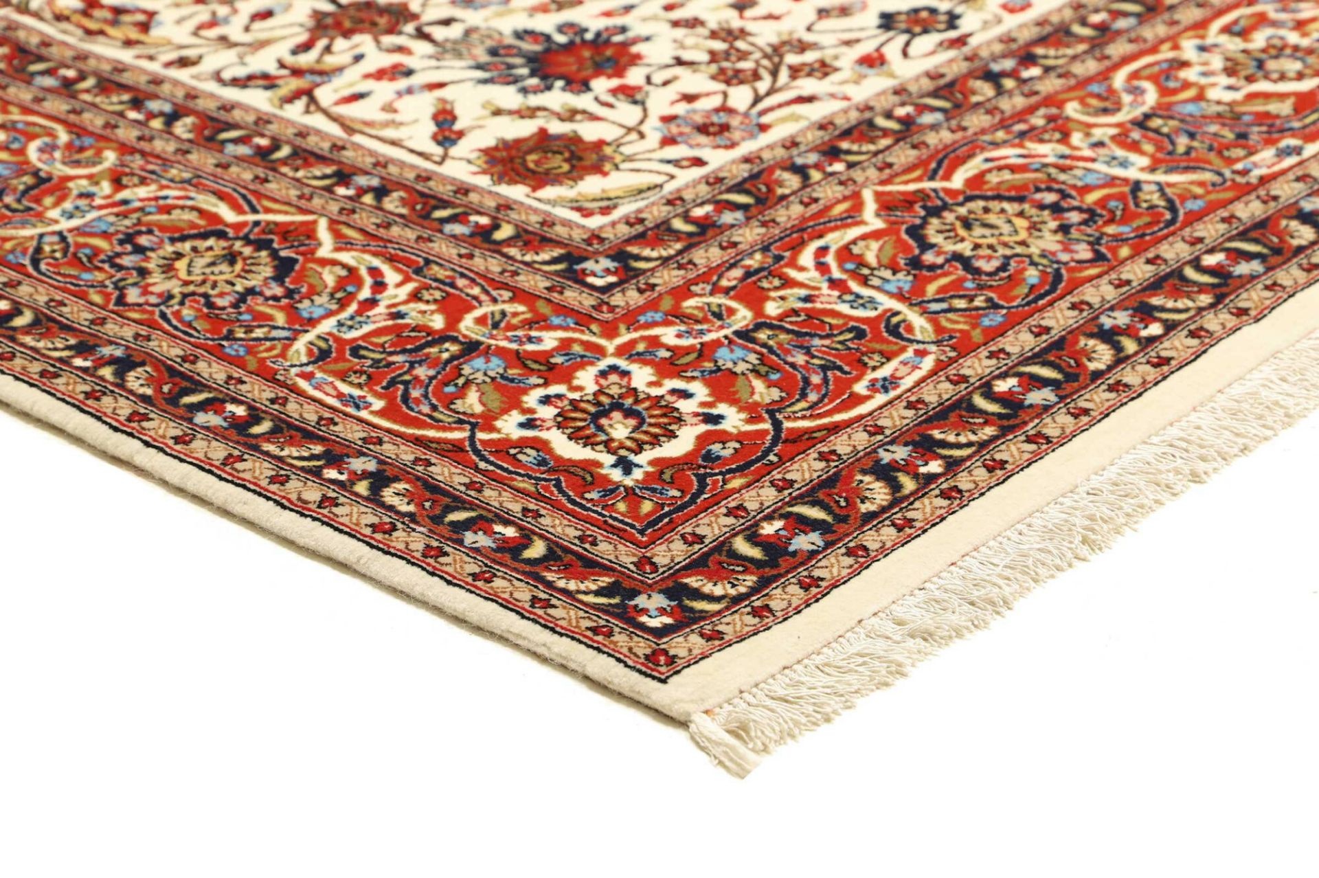 Handgeknüpfter Isfahan Perserteppich, 197 × 304 cm, Wolle & Seide