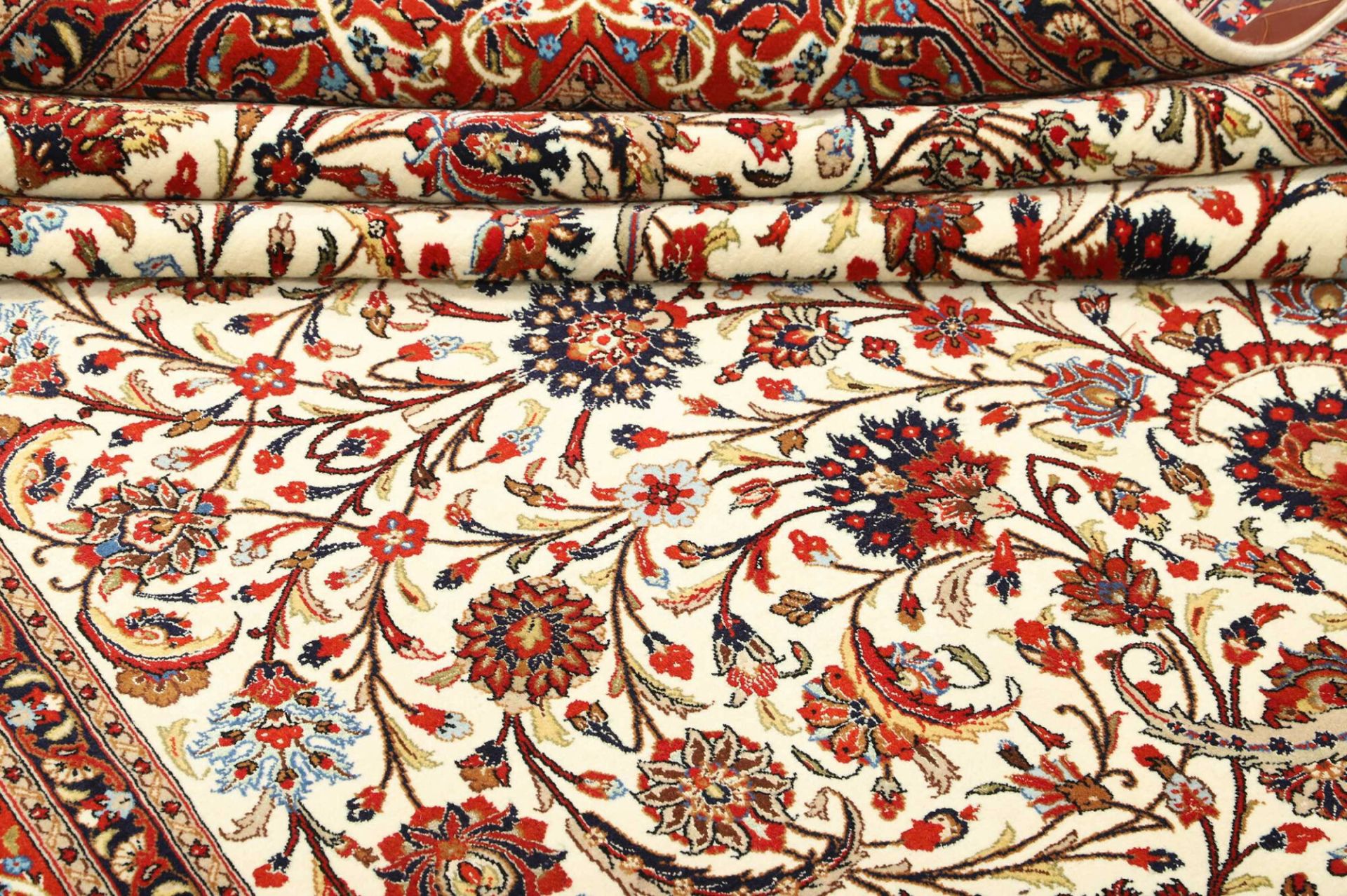 Handgeknüpfter Isfahan Perserteppich, 197 × 304 cm, Wolle & Seide