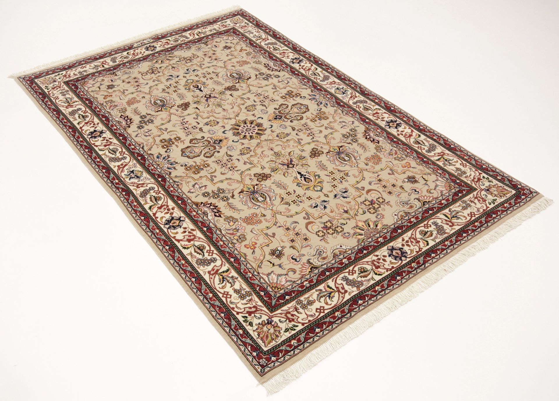 Handgeknüpfter Isfahan Perserteppich, 100 × 155 cm, Wolle & Seide