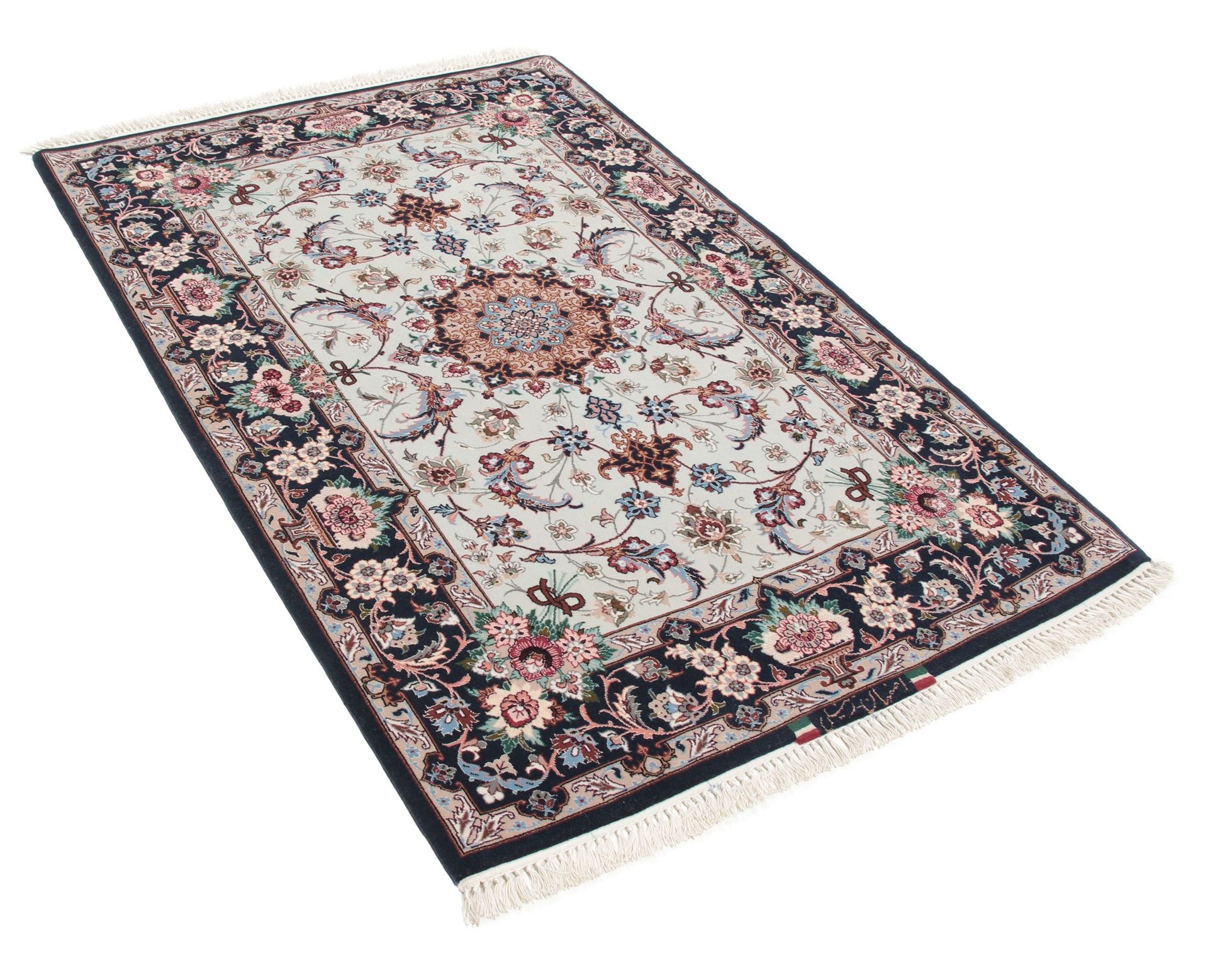 Isfahan Perserteppich 84 × 123 cm aus Wolle & Seide, handgeknüpft