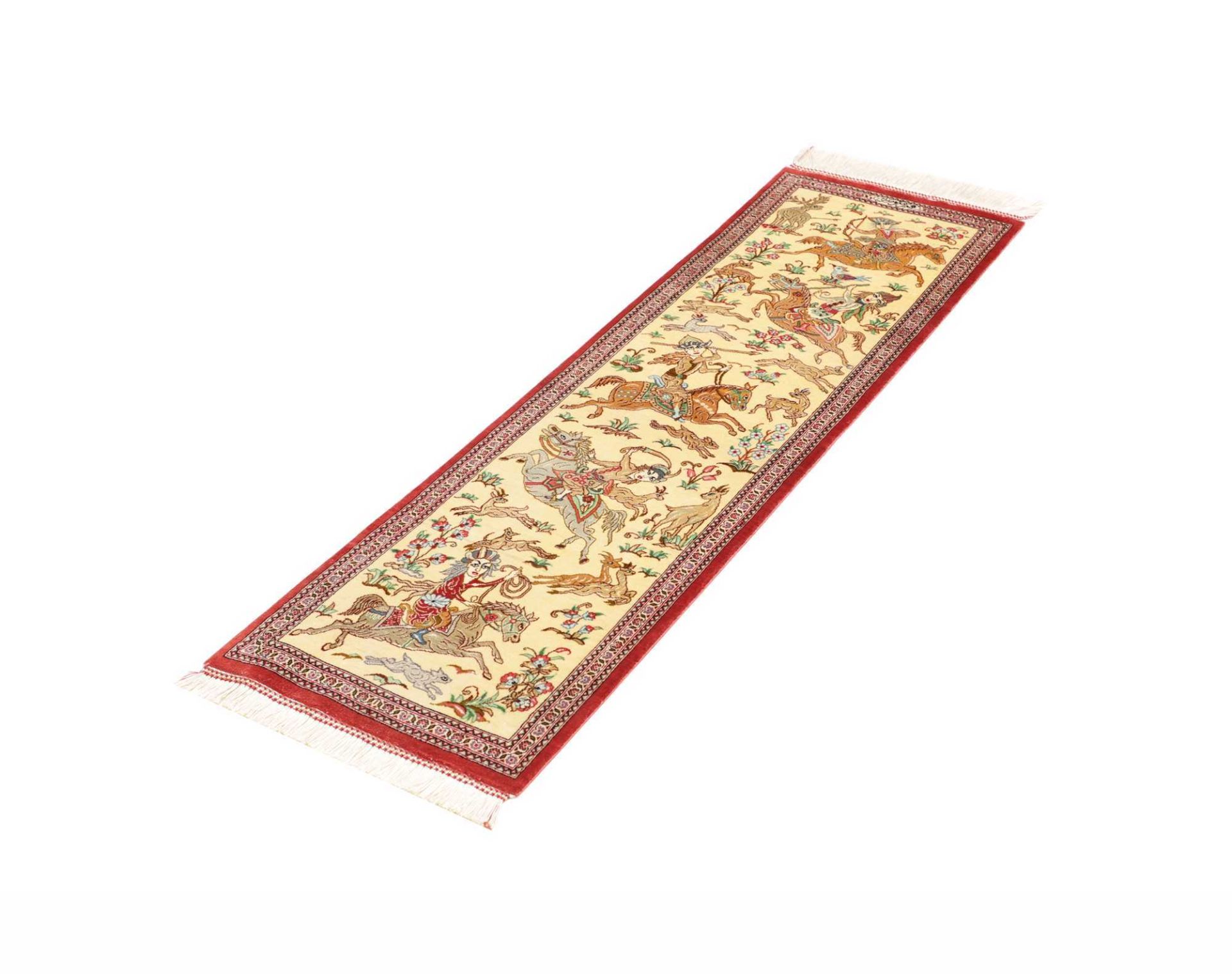 perserteppich-ghom-39-x-129-cm-schurwolle-seide-handgeknupft-1 Handgeknüpfter Ghom Perserteppich, 39 × 129 cm, Wolle & Seide