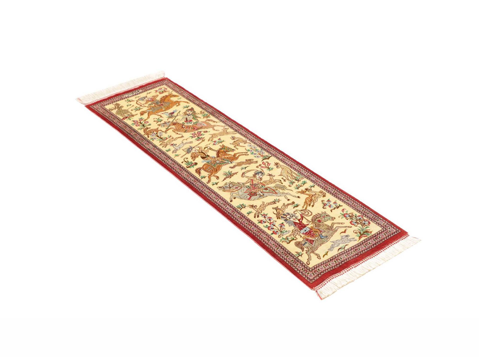 perserteppich-ghom-39-x-129-cm-schurwolle-seide-handgeknupft-2 Handgeknüpfter Ghom Perserteppich, 39 × 129 cm, Wolle & Seide
