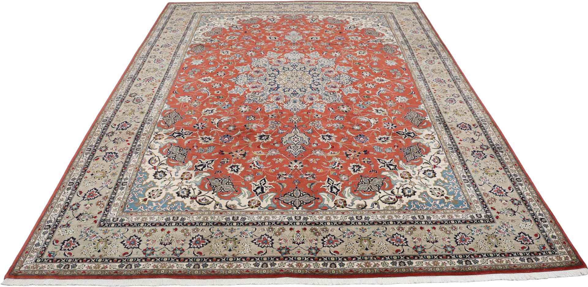 Handgeknüpfter Täbriz Perserteppich, 250 × 347 cm, Wolle & Seide