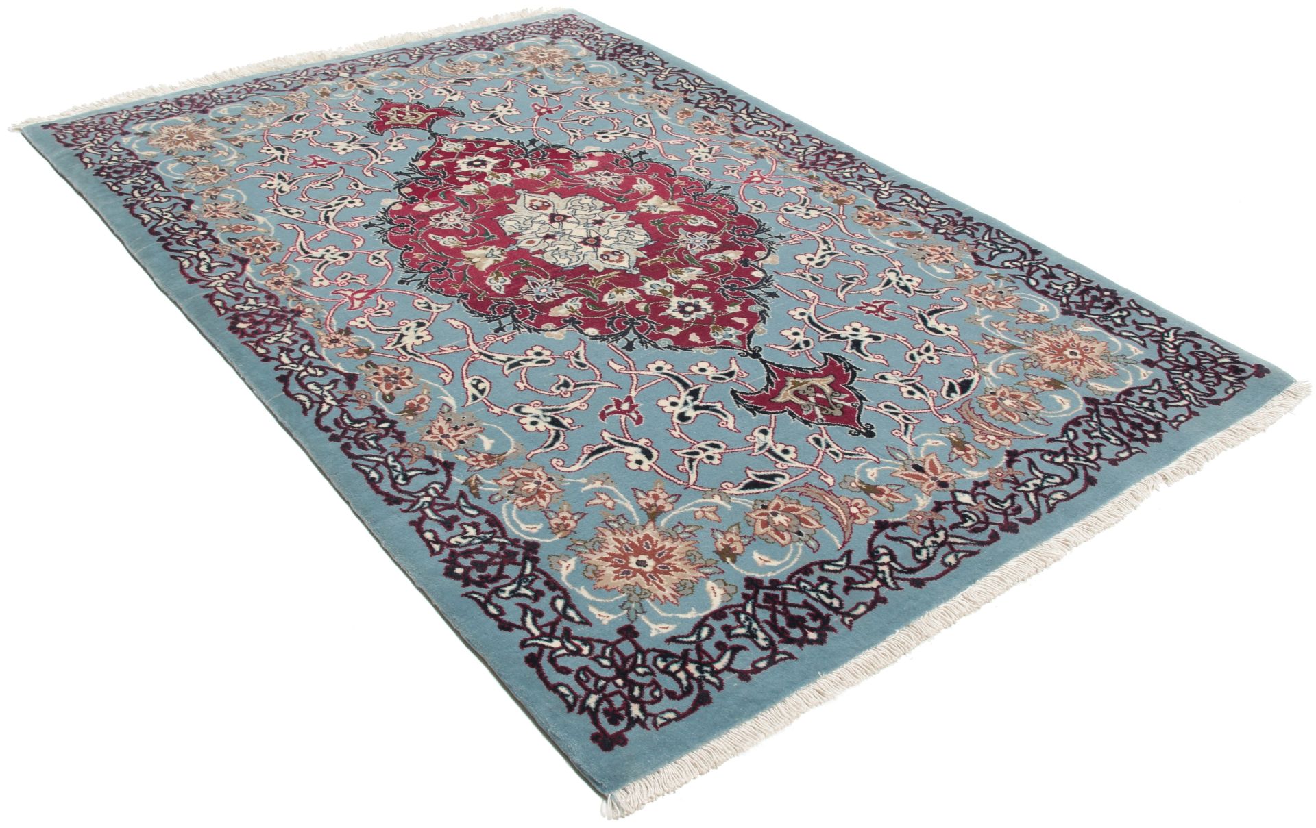 Isfahan Perserteppich 80 × 117 cm aus Wolle & Seide, handgeknüpft