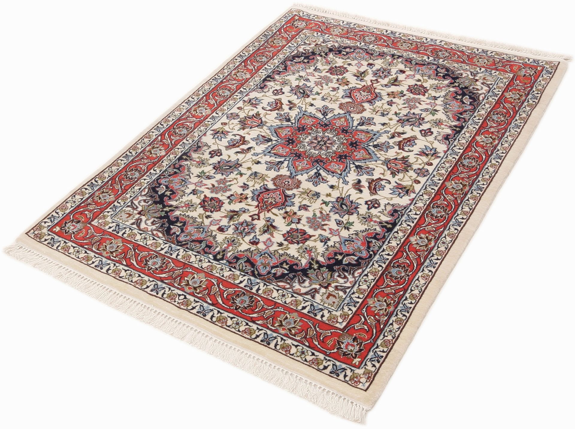 Isfahan Perserteppich 83 × 113 cm aus Wolle & Seide, handgeknüpft