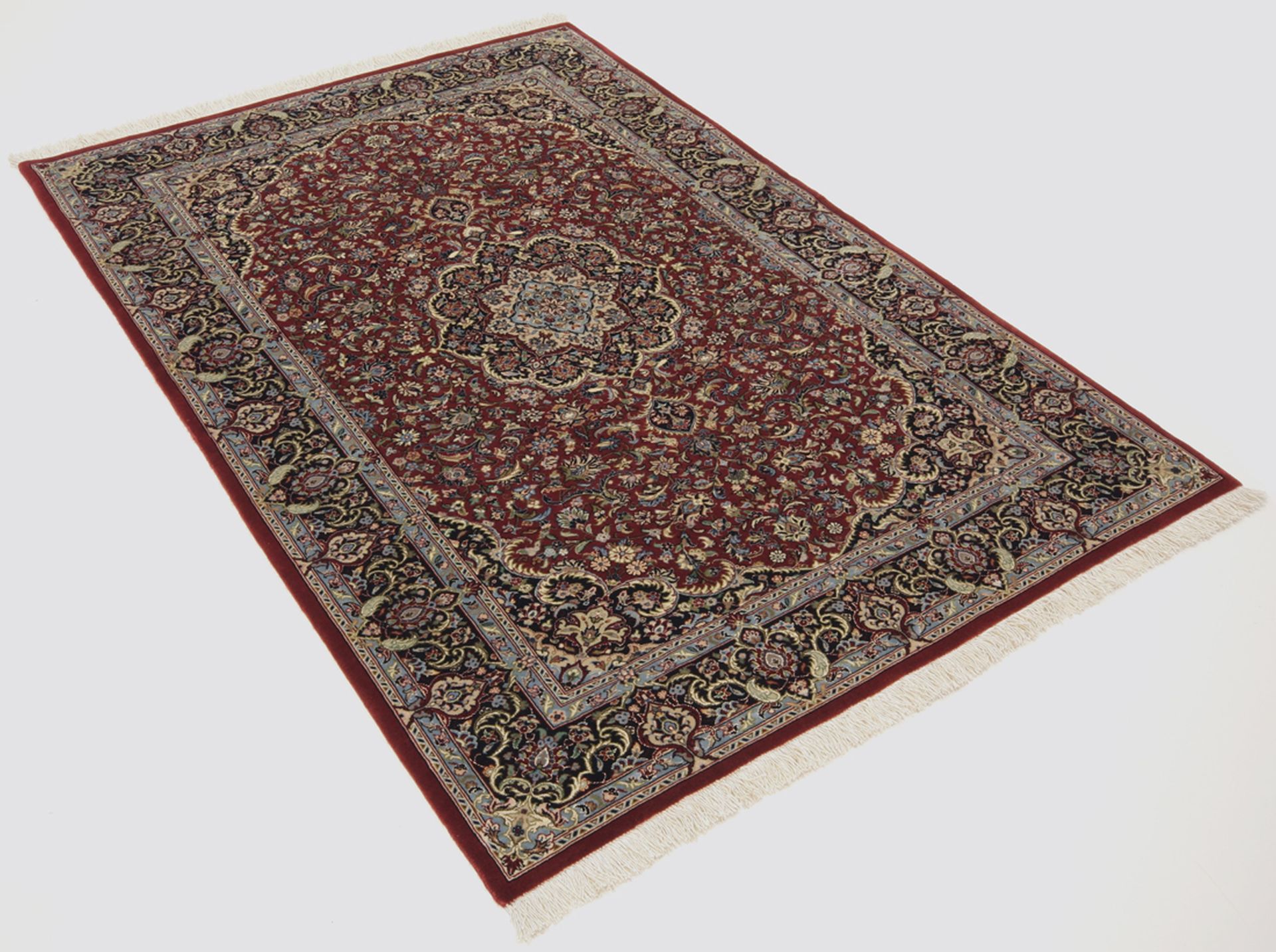 Handgeknüpfter Isfahan Perserteppich, 107 × 155 cm, Wolle & Seide