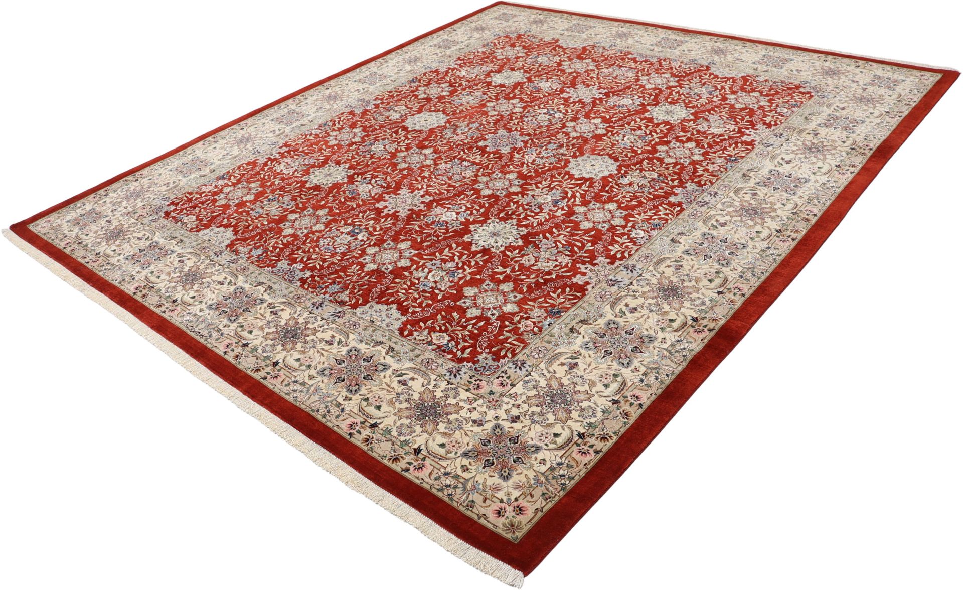 Handgeknüpfter Isfahan Perserteppich, 257 × 295 cm, Wolle & Seide