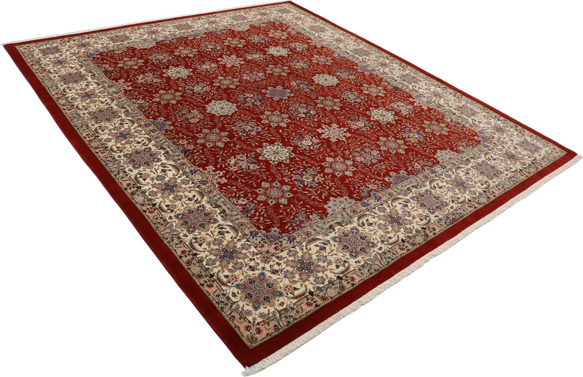 Handgeknüpfter Isfahan Perserteppich, 257 × 295 cm, Wolle & Seide