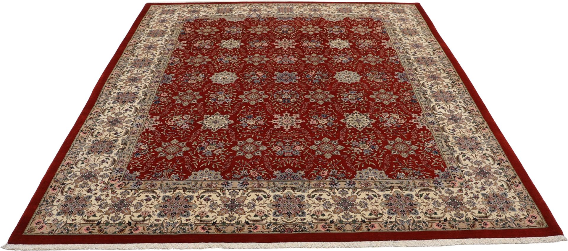 Handgeknüpfter Isfahan Perserteppich, 257 × 295 cm, Wolle & Seide