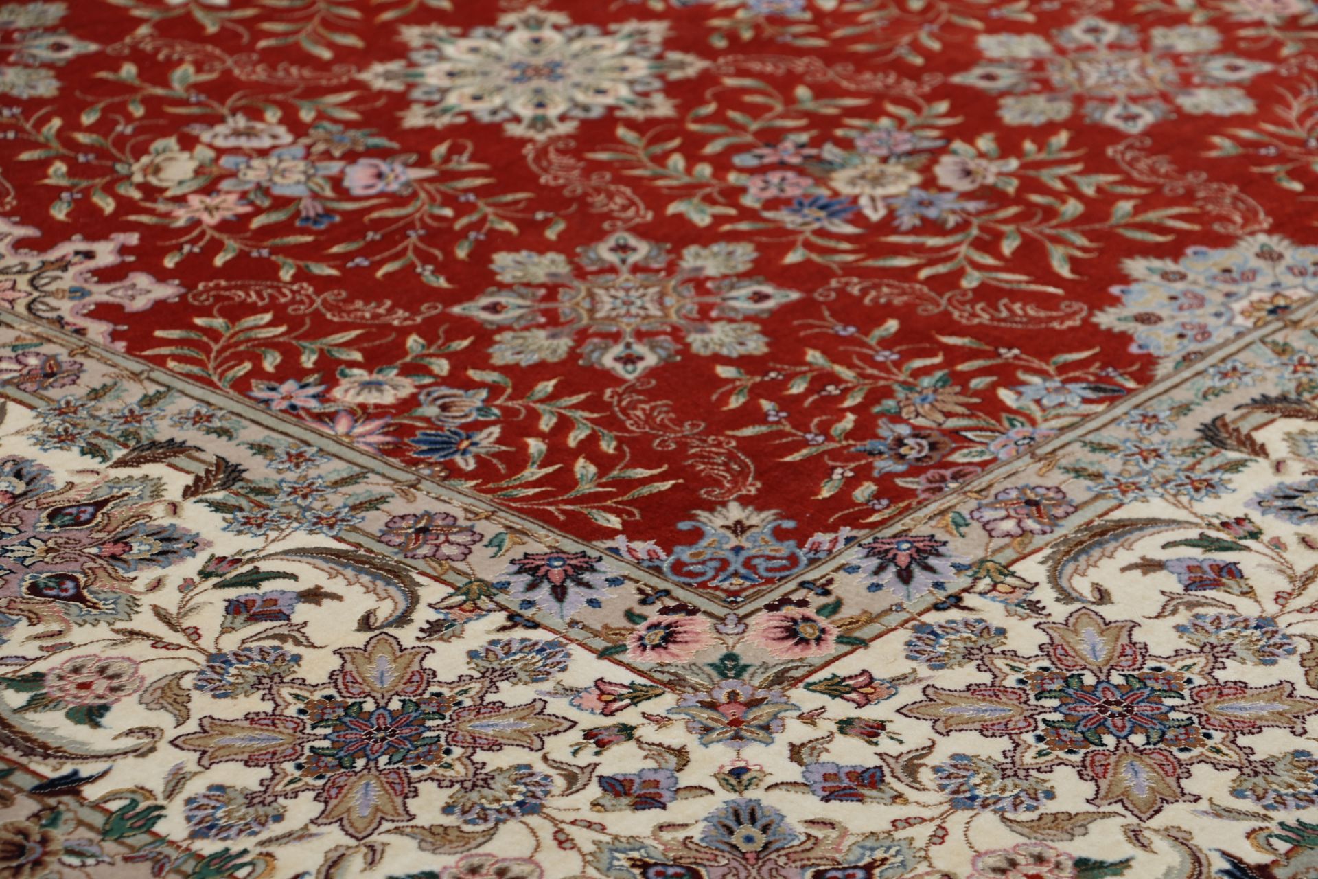 Handgeknüpfter Isfahan Perserteppich, 257 × 295 cm, Wolle & Seide