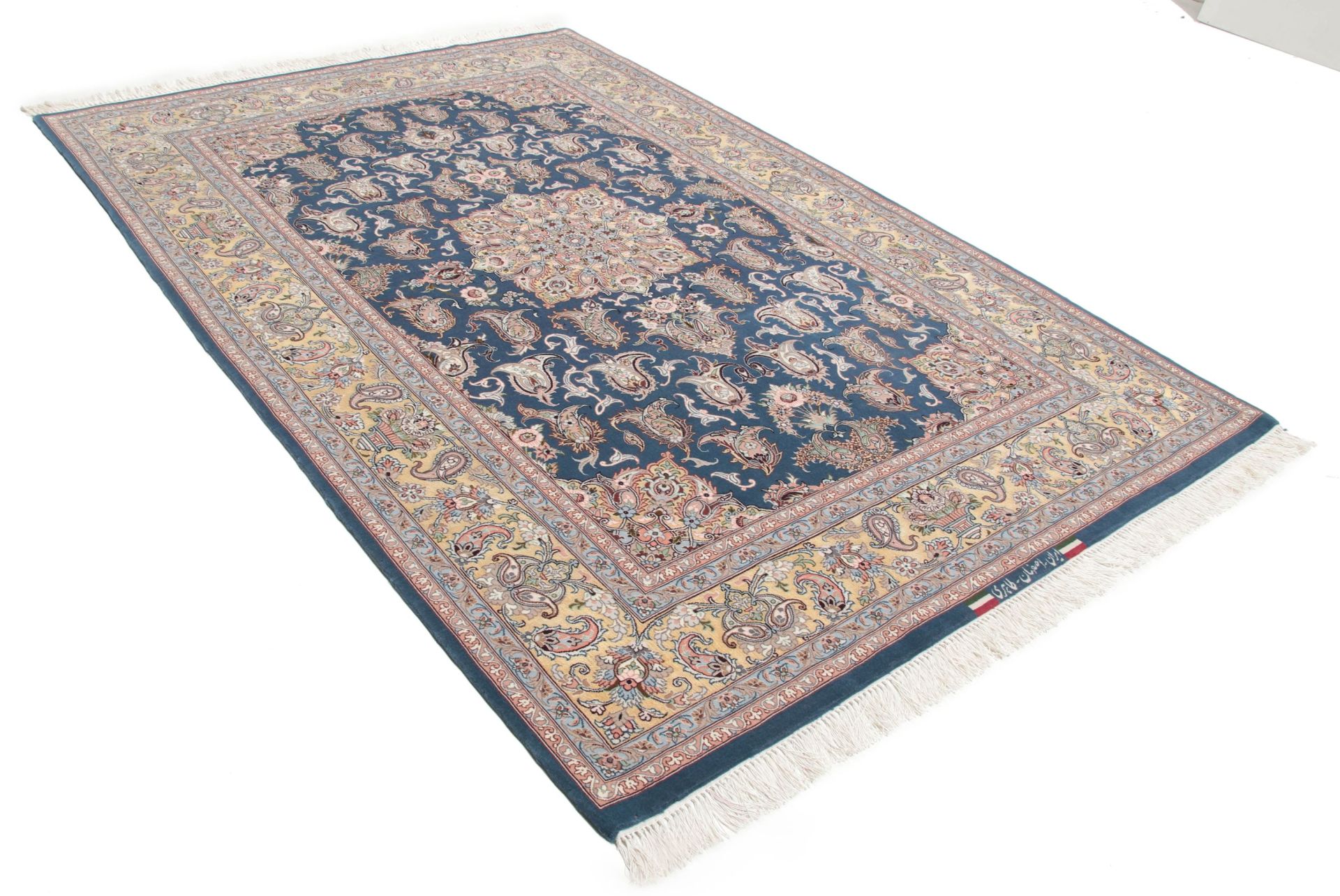 Isfahan Perserteppich 132 × 198 cm aus Wolle & Seide, handgeknüpft