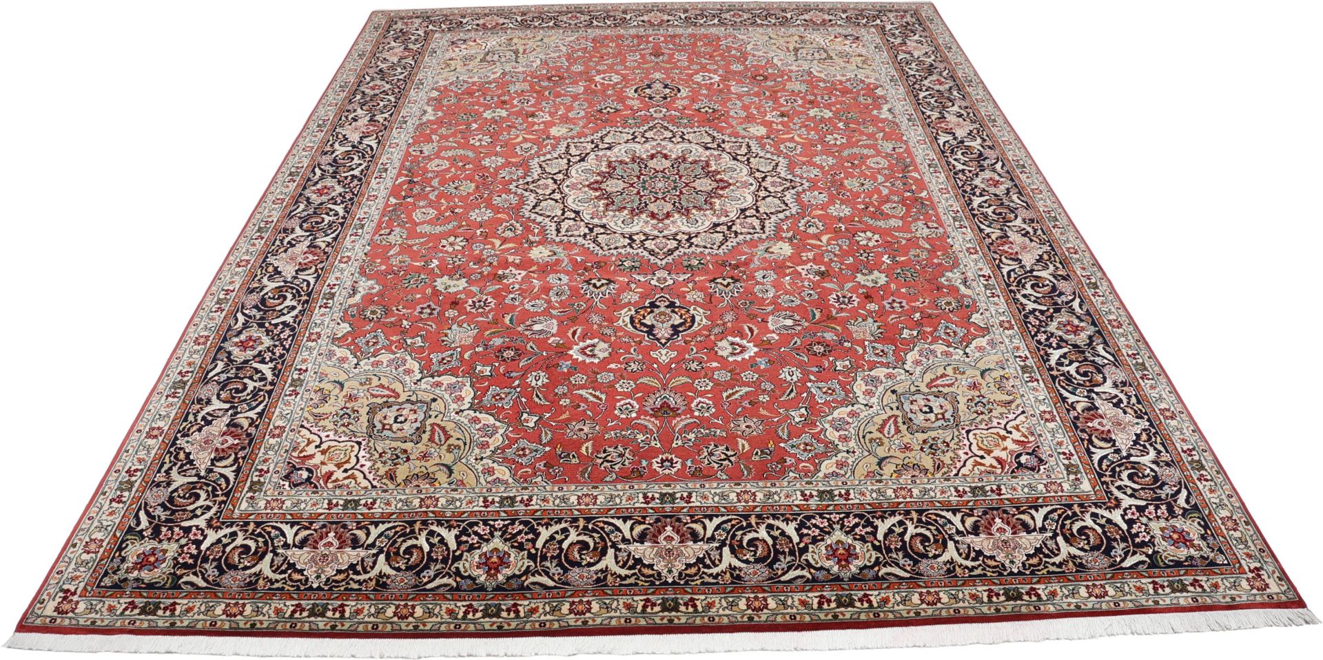 Täbriz Perserteppich 253 × 350 cm aus Wolle & Seide, handgeknüpft