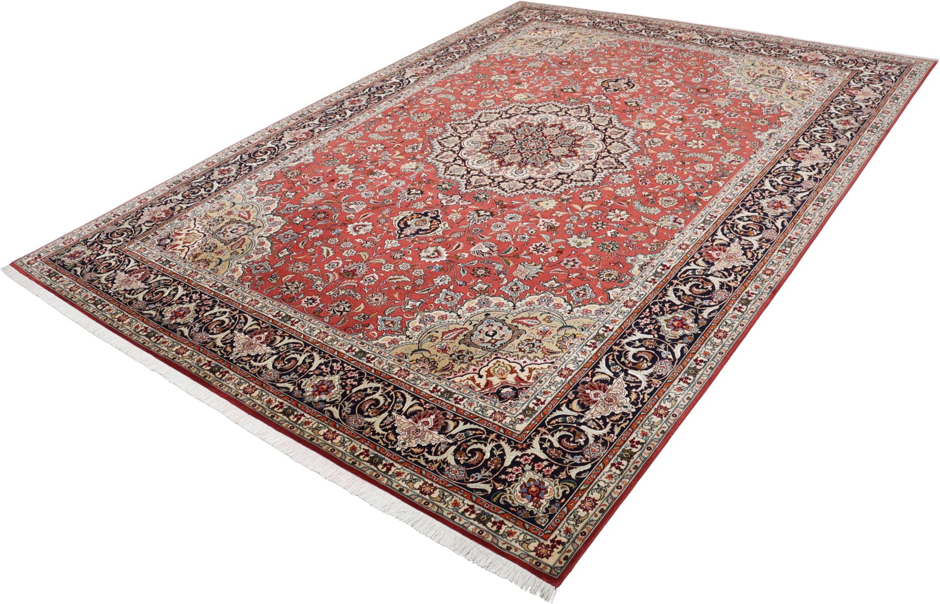Täbriz Perserteppich 253 × 350 cm aus Wolle & Seide, handgeknüpft