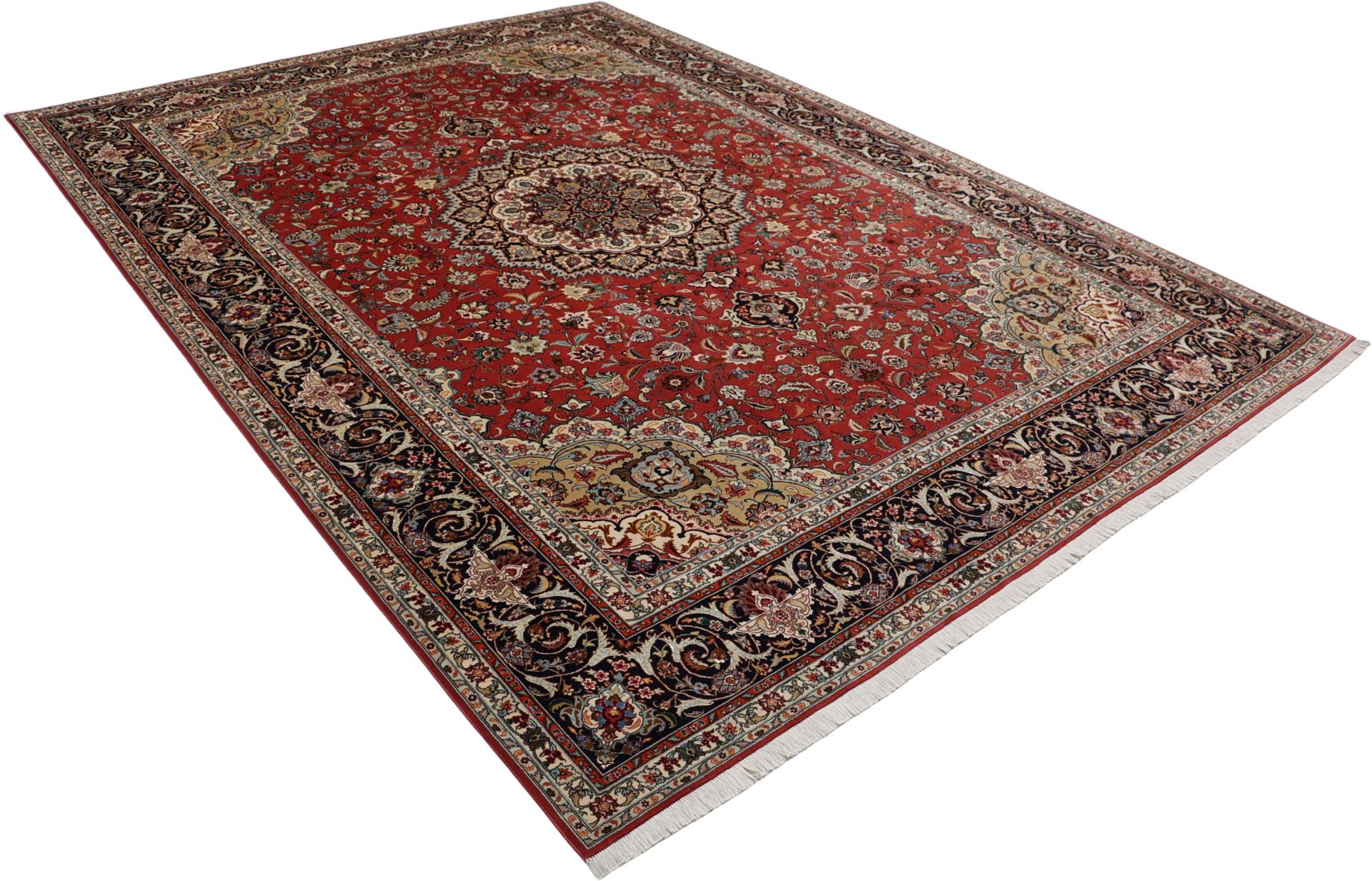 Täbriz Perserteppich 253 × 350 cm aus Wolle & Seide, handgeknüpft