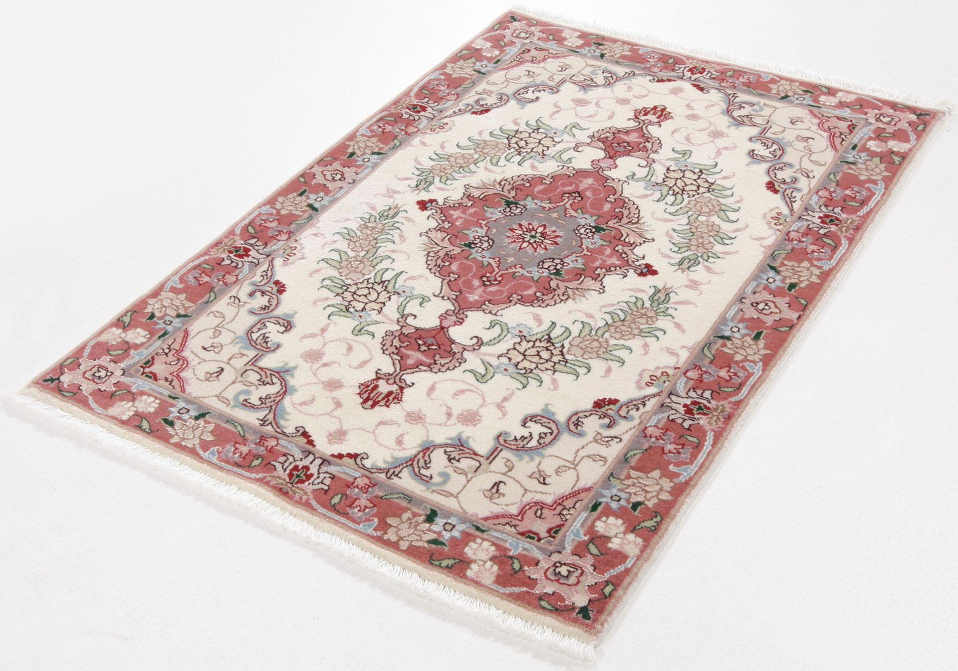 Täbriz Perserteppich 60 × 90 cm aus Wolle & Seide, handgeknüpft