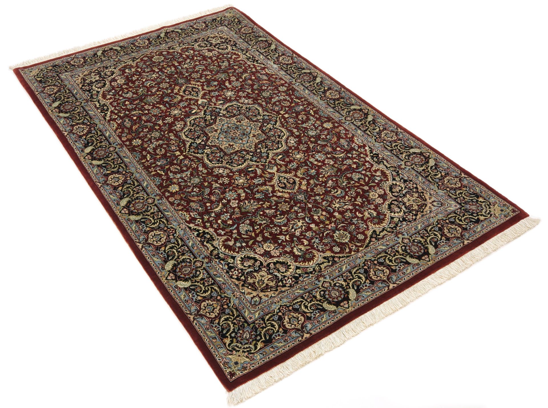 Handgeknüpfter Isfahan Perserteppich, 105 × 168 cm, Wolle & Seide