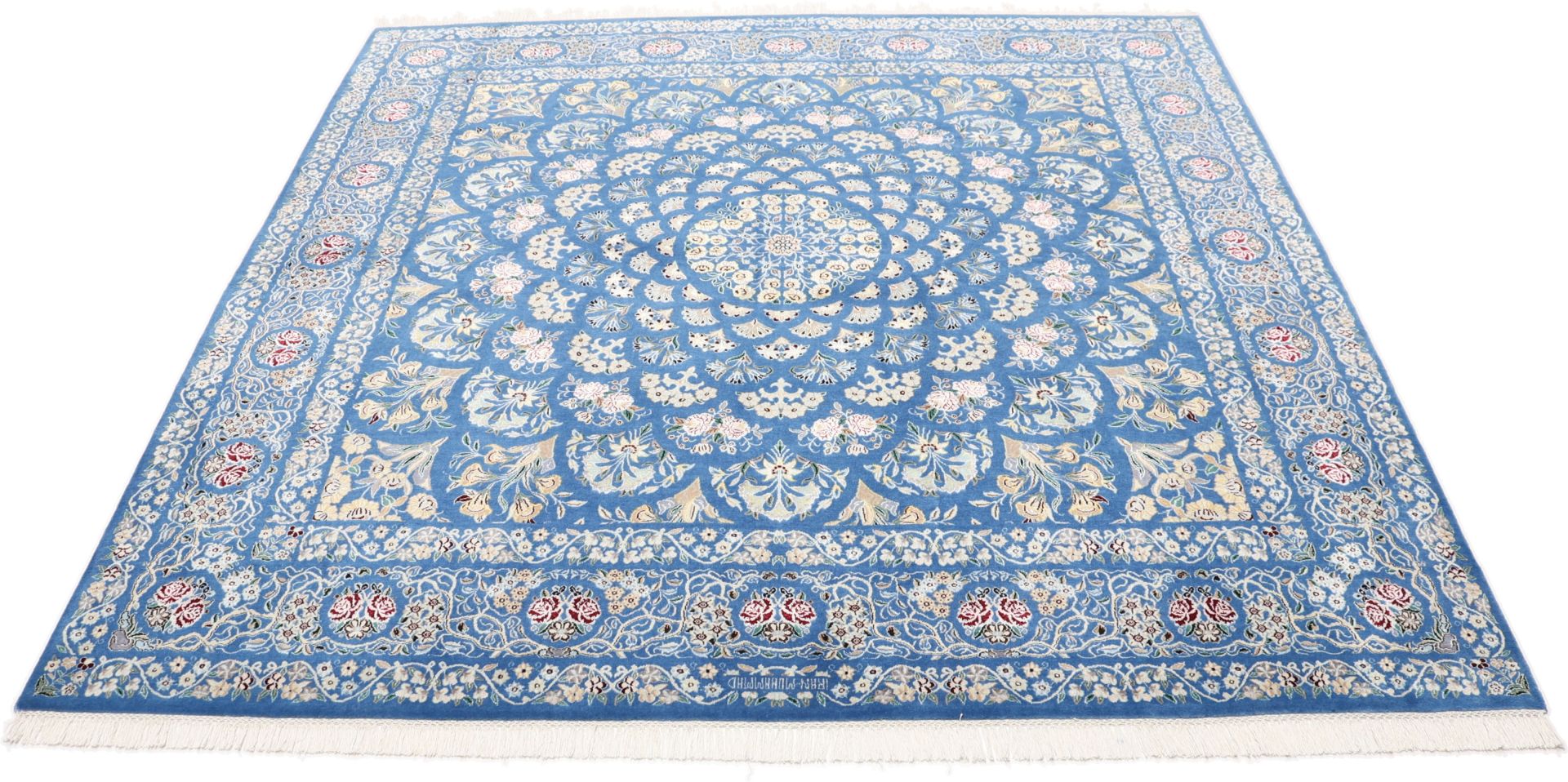 Nain Perserteppich 205 × 200 cm aus Wolle & Seide, handgeknüpft
