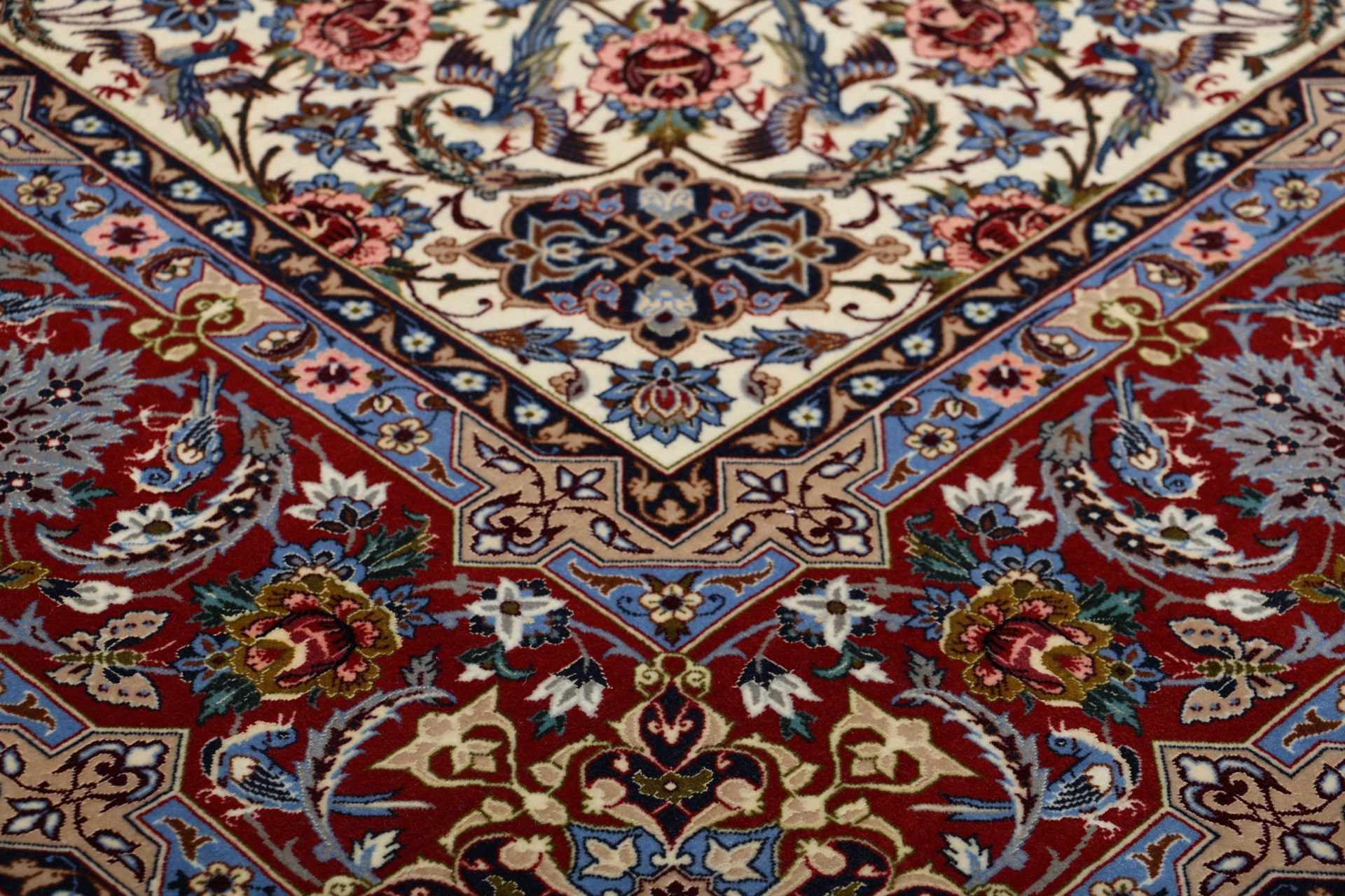 Handgeknüpfter Isfahan Perserteppich, 193 × 200 cm, Wolle & Seide