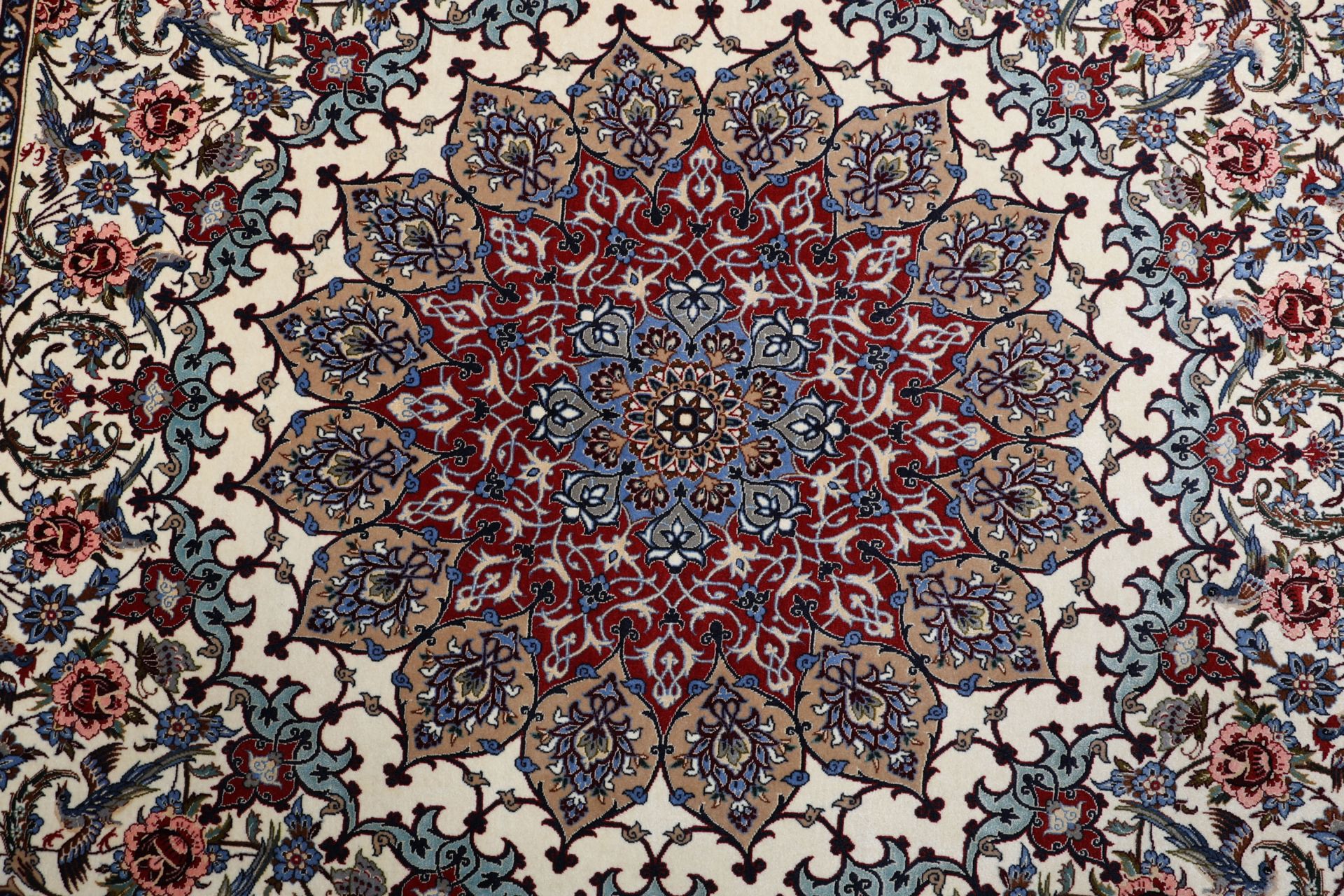 Handgeknüpfter Isfahan Perserteppich, 193 × 200 cm, Wolle & Seide