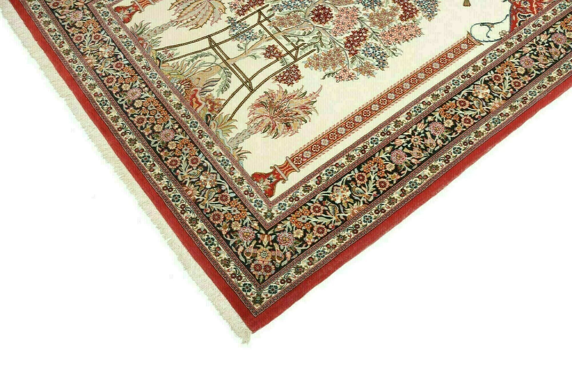 Isfahan Perserteppich 137 × 203 cm aus Wolle & Seide, handgeknüpft