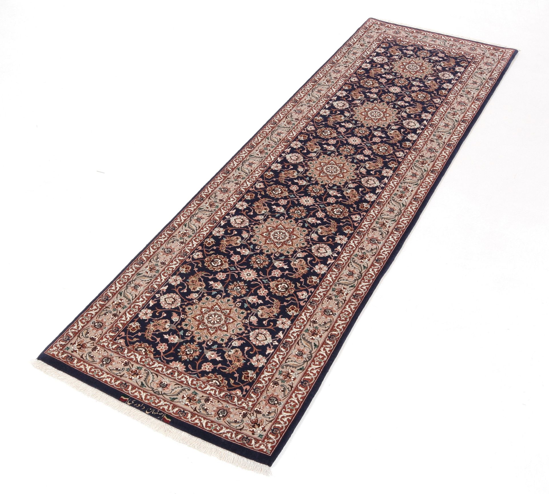 Isfahan Perserteppich 76 × 260 cm aus Wolle & Seide, handgeknüpft