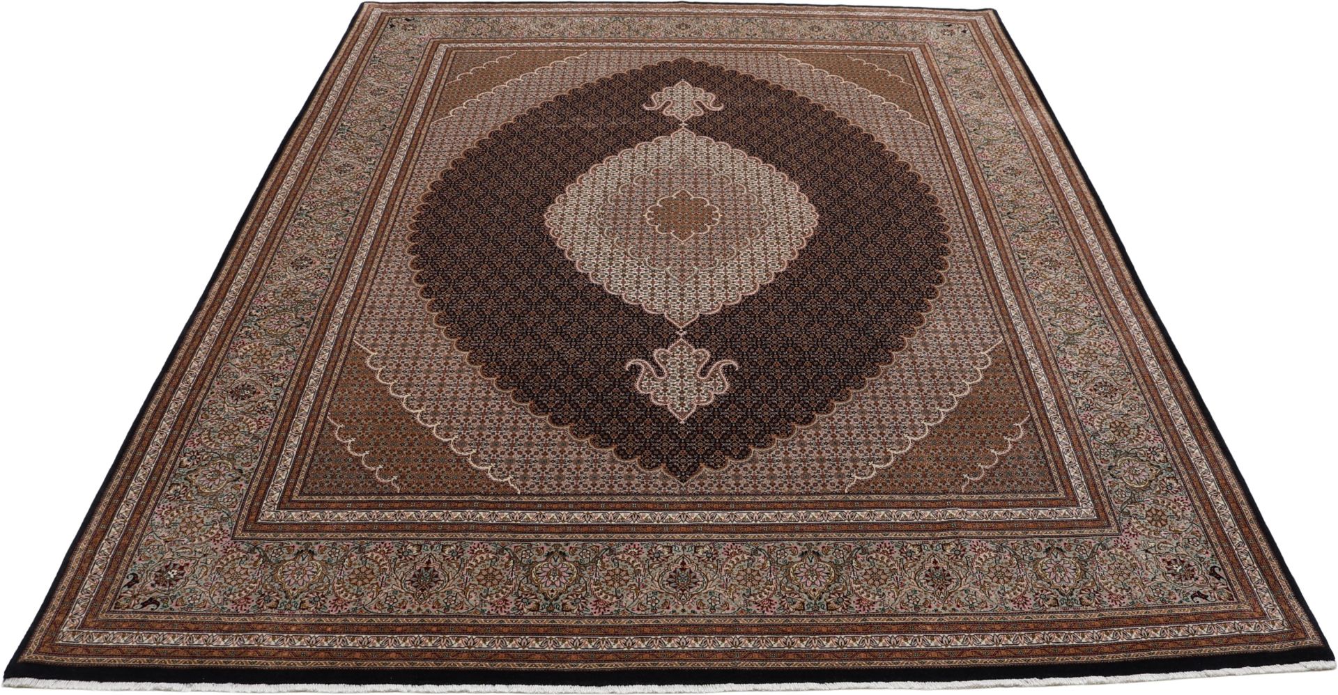 Handgeknüpfter Täbriz Perserteppich, 255 × 320 cm, Wolle & Seide