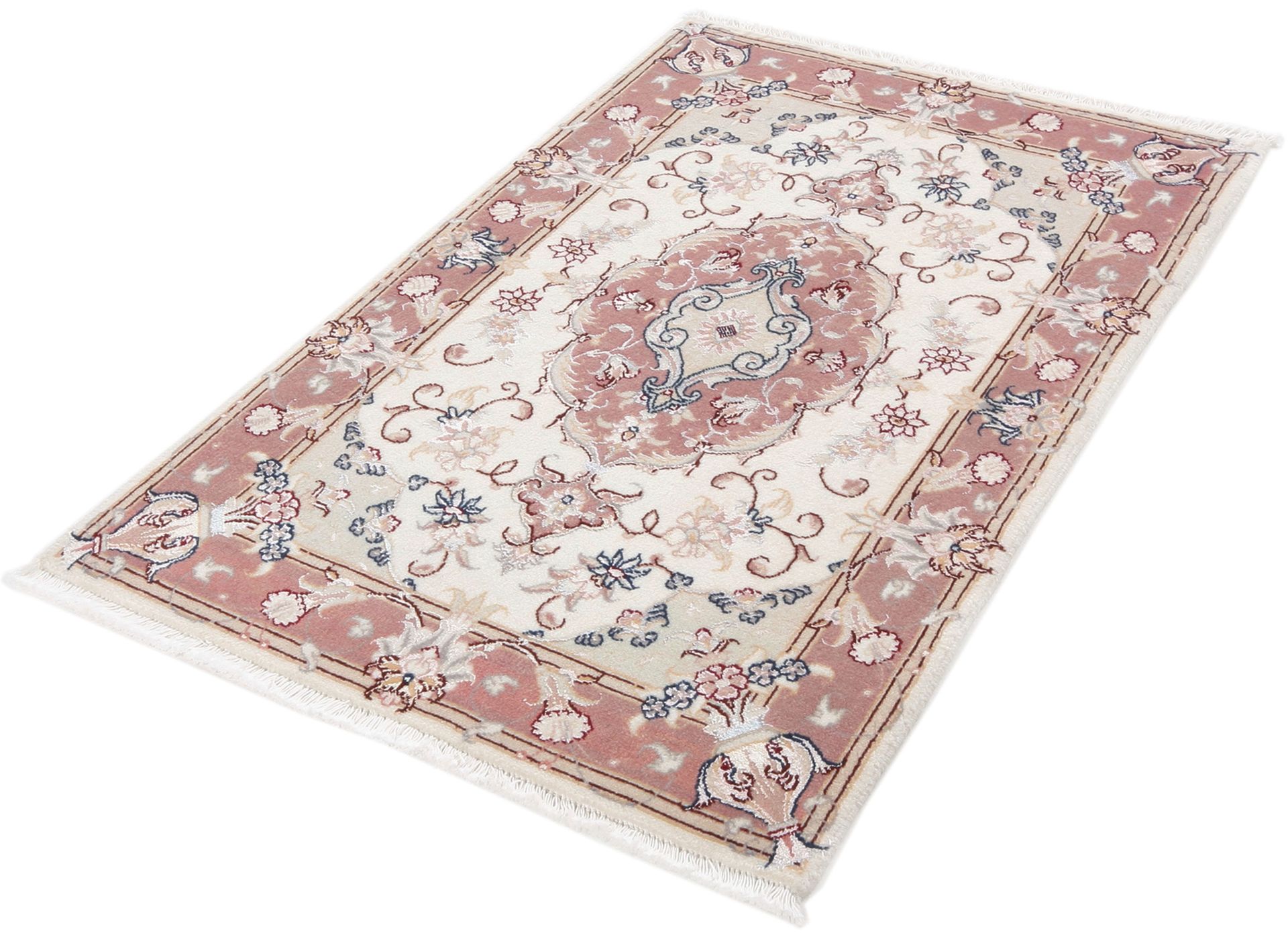 Täbriz Perserteppich 60 × 90 cm aus Wolle & Seide, handgeknüpft