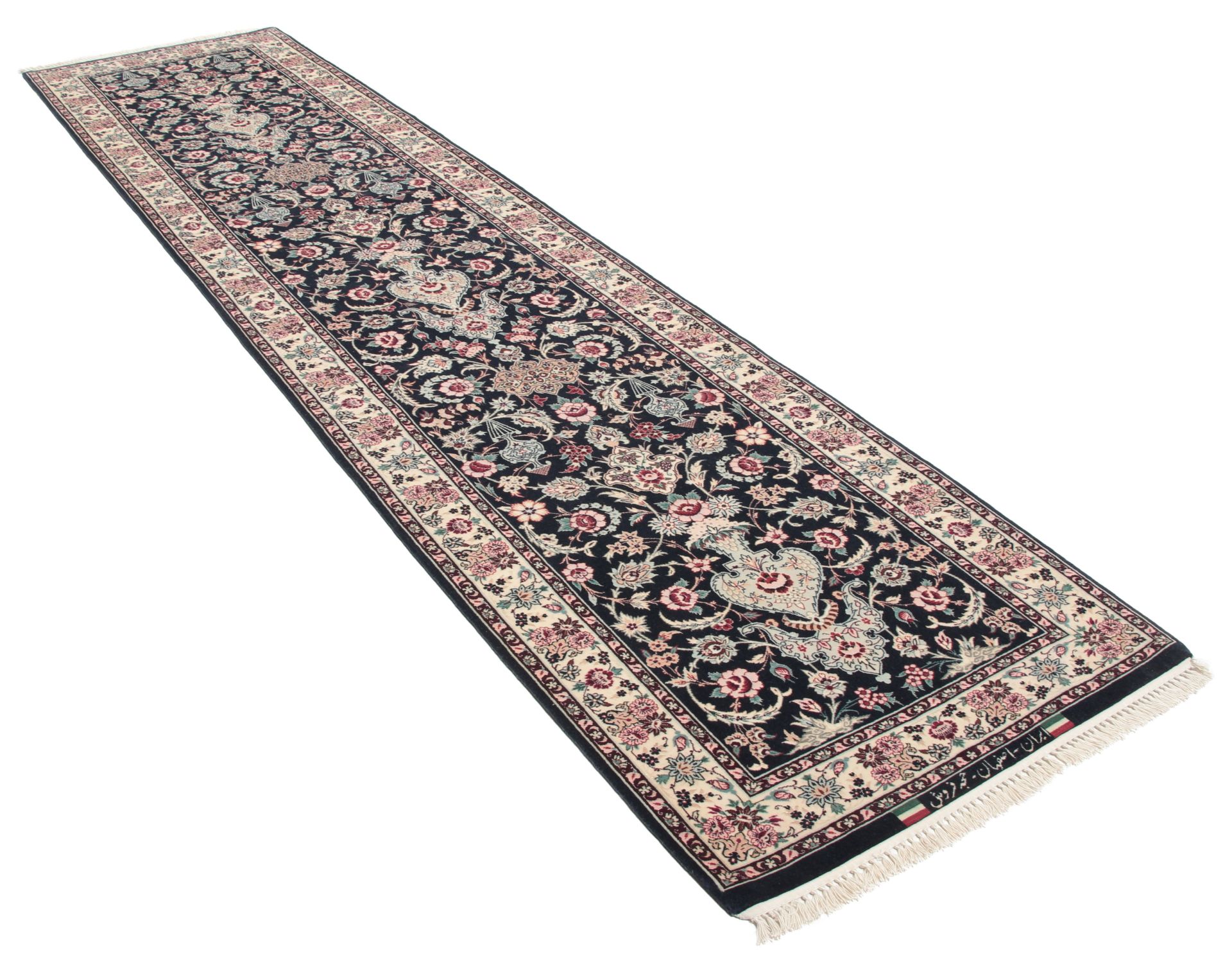 Handgeknüpfter Isfahan Perserteppich, 71 × 305 cm, Wolle & Seide