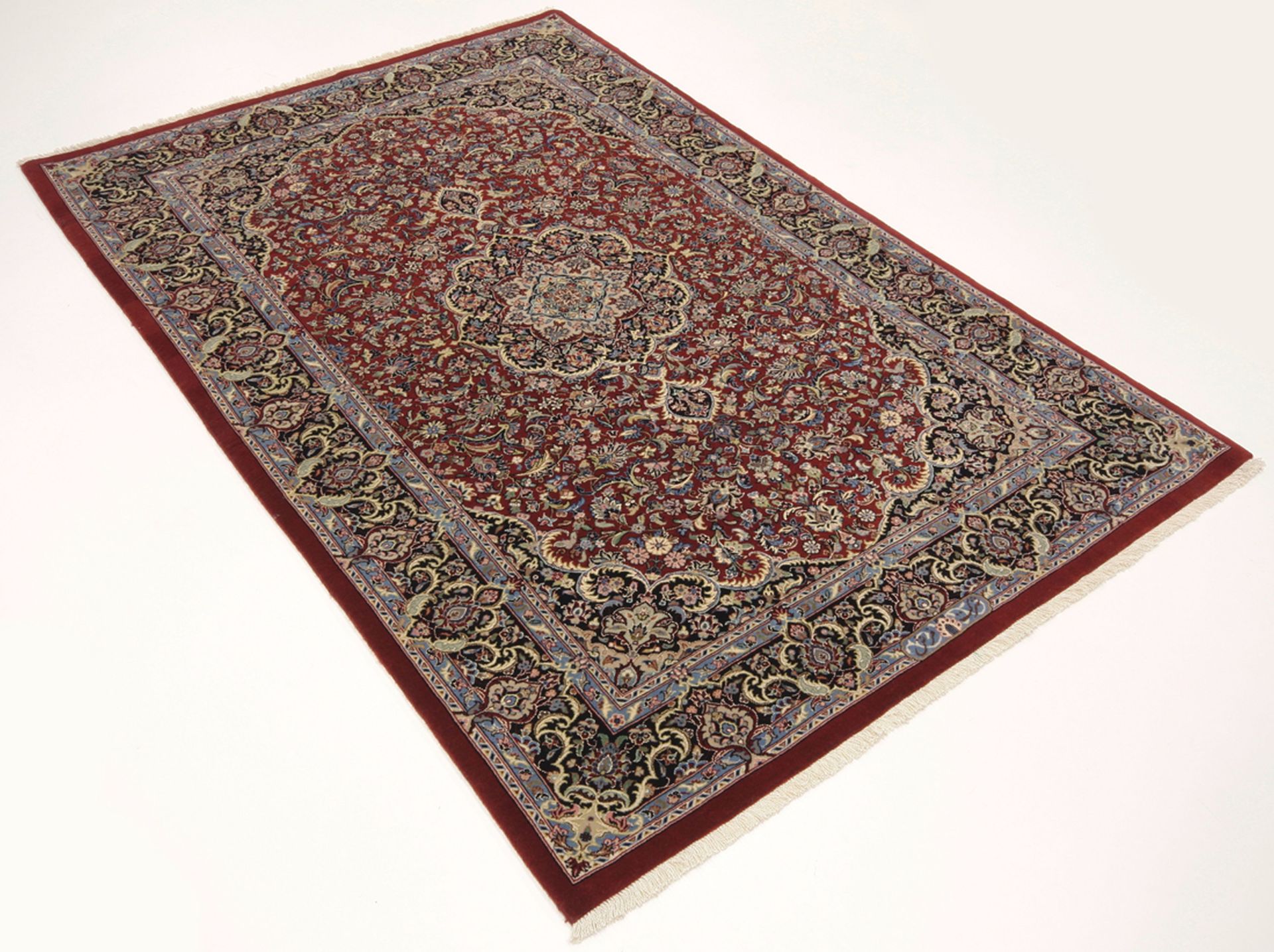 Handgeknüpfter Isfahan Perserteppich, 105 × 165 cm, Wolle & Seide